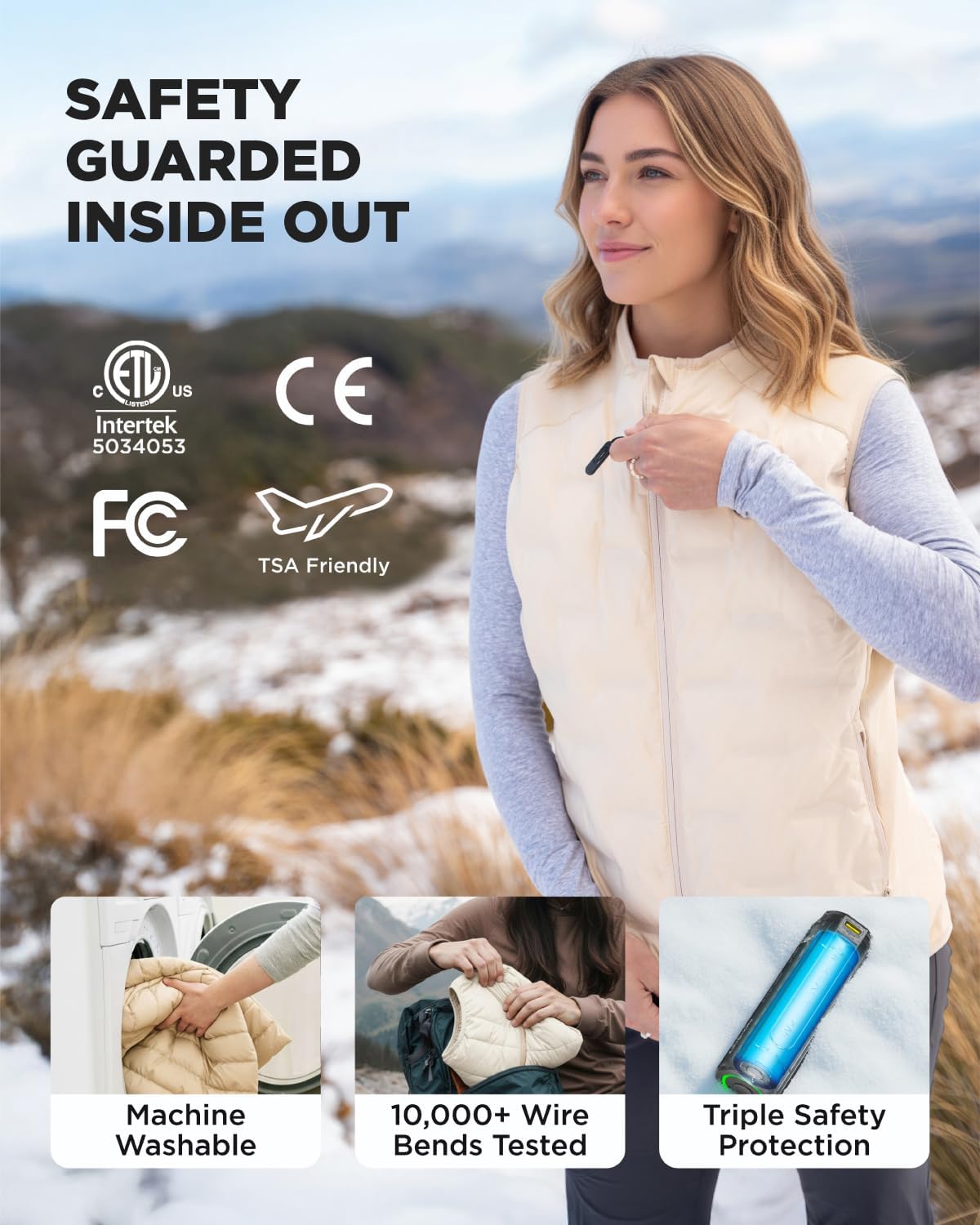 InoKraft Heated Vest Women, Lightweight Quilted Vest with Rechargable Battery Pack & USB-C Cable, Christmas Gifts for Women - Image 6