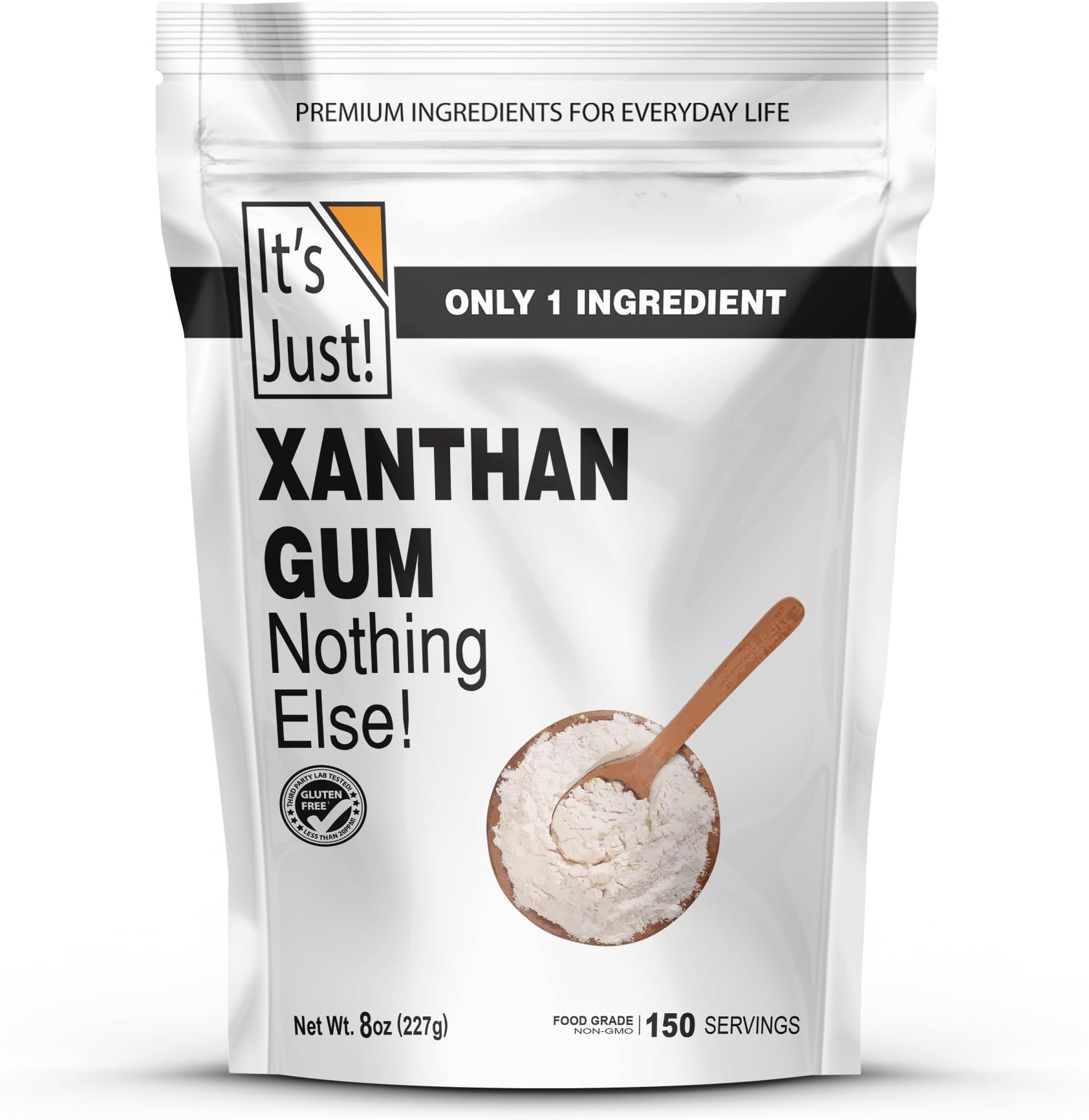 It's Just - Xanthan Gum, 8oz, Batch Tested Gluten Free, Keto Baking, Non-GMO, Thickener for Sauces, Soups, Dressings, Packaged in USA