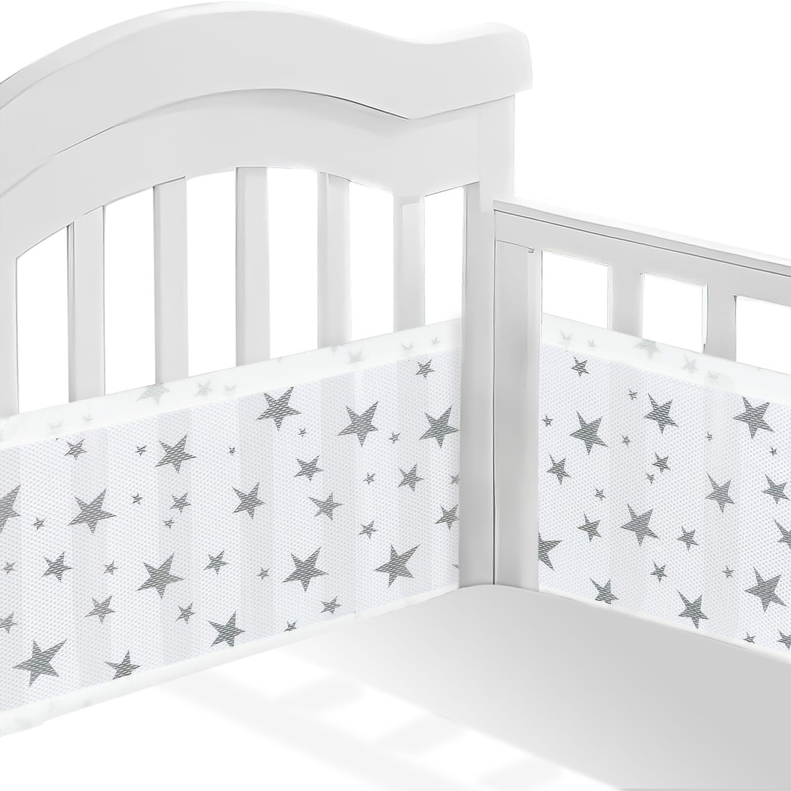 Sour Lemon Lot de 2 tours de lit pour bébé - Doublure en maille 3D - Respirantes - Anti-flux d'air - Étoile