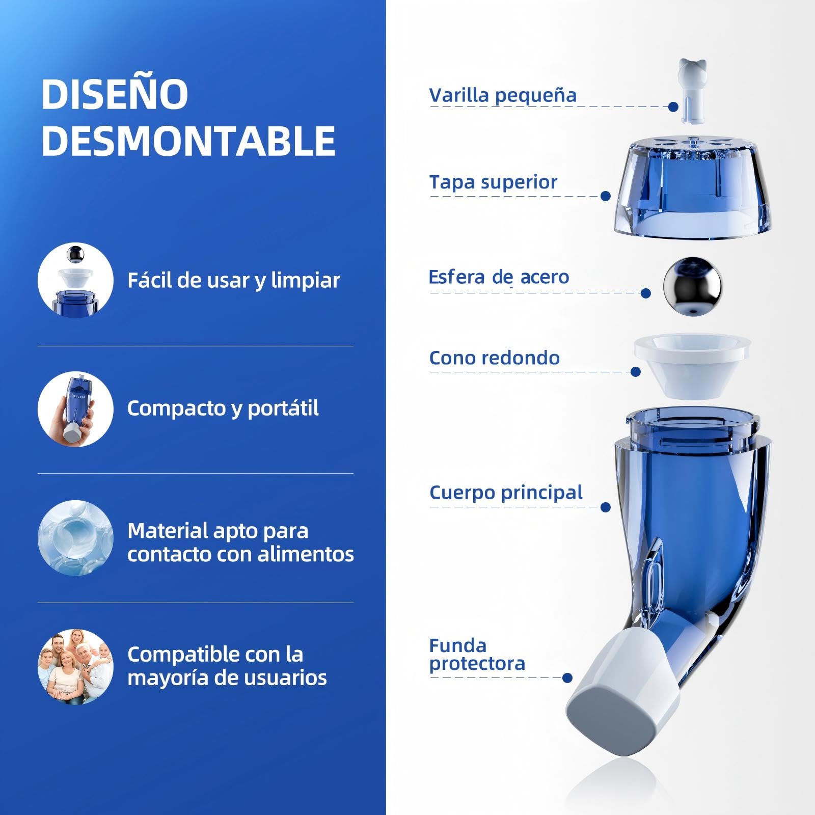 Dispositivo de eliminación de moco, expansor pulmonar, terapia OPEP, entrenador muscular respiratorio, dispositivo de ejercicio de respiración natural para pulmones