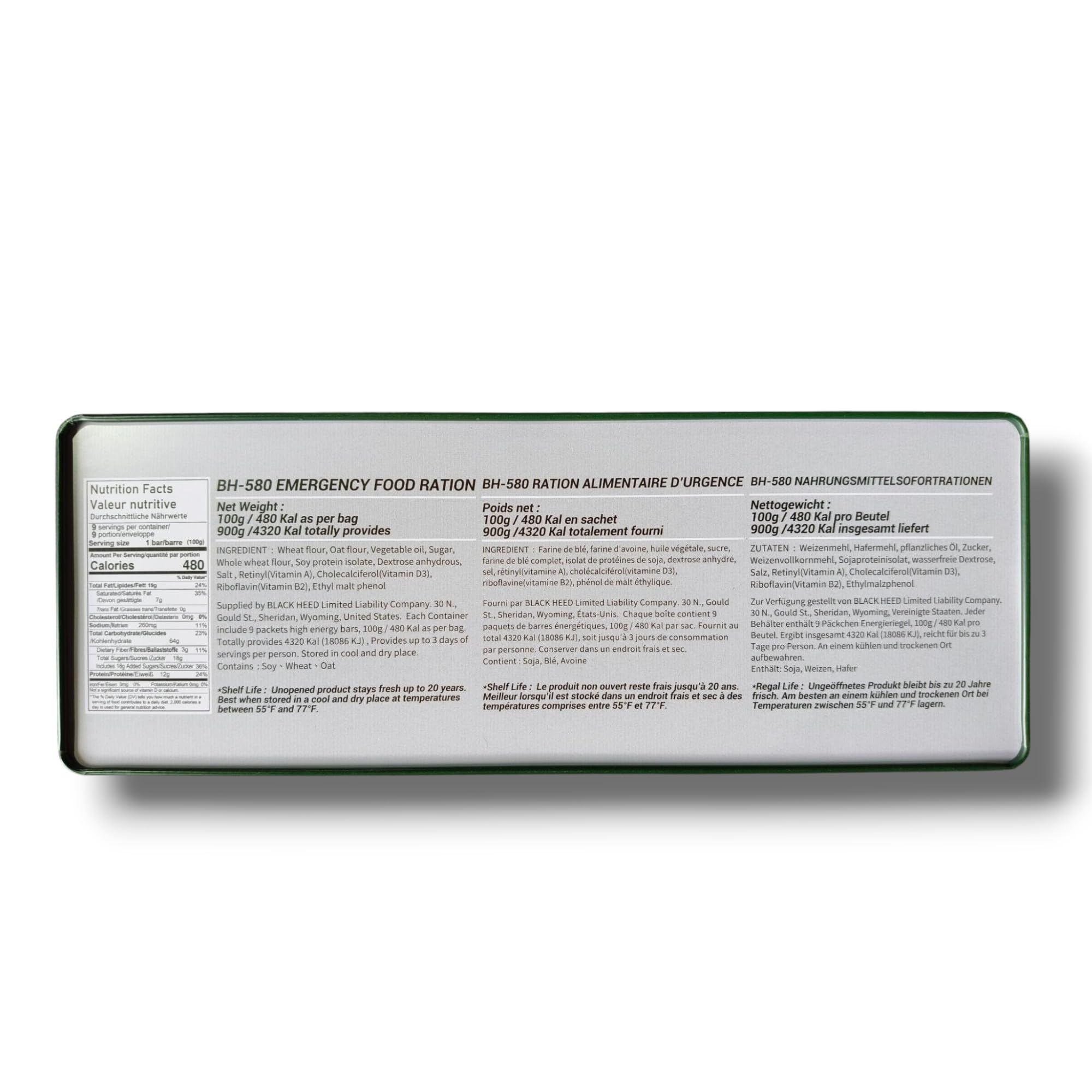 20 anni di durata！BH-580 Razione alimentare di emergenza, barretta ad alta energia, cibo compresso, deposito di cibo di sopravvivenza, Vegan (1 box)