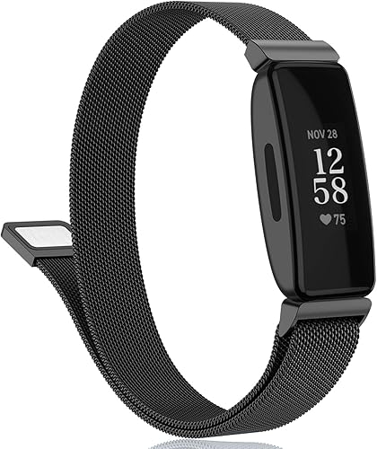 Amzpas Bandas compatibles con Fitbit Inspire 2 bandas para mujeres y hombres, correa de malla de acero inoxidable ajustable magnética de repuesto