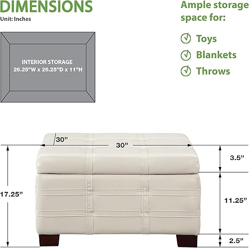 Miniatura 46 de OSP Home Furnishings - Otomana cuadrada de almacenamiento con bandeja deslizante y tapa con bisagras, tela de lino lino tela,Tela Azure,carbón,