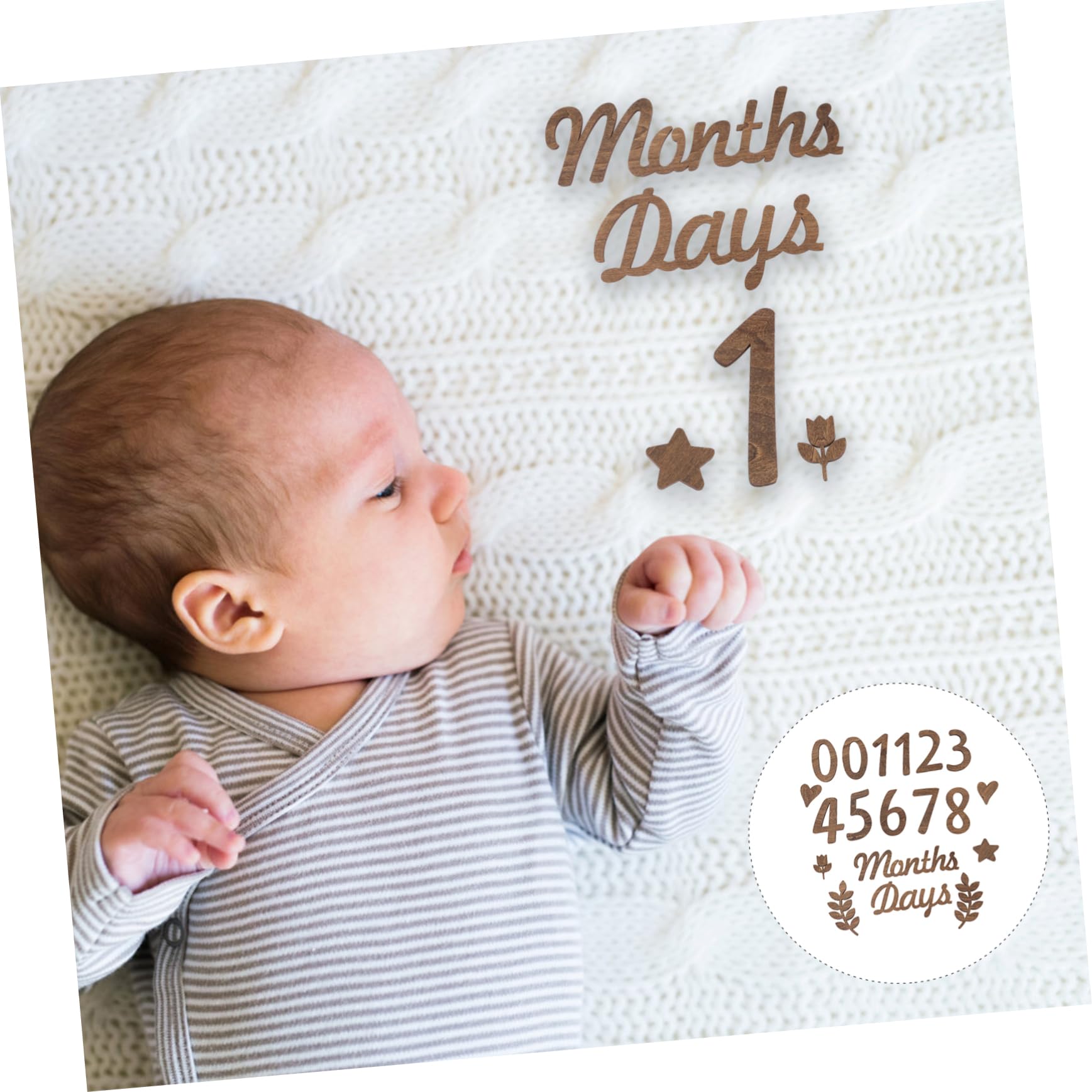 Holz Babyzahlen Geburtsanzeige Requisiten Foto-accessoires für Junge Mädchen Babybausteine aus Holz Babymonatsschild