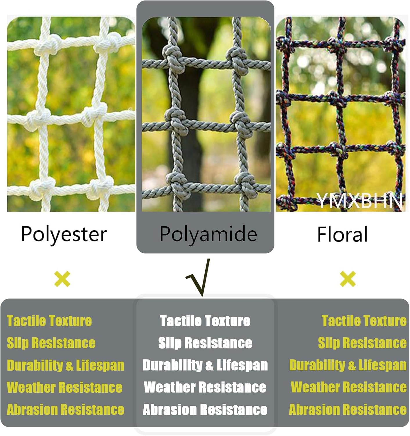 Heavy Duty Rope Outdoor Cargo Webbing Net-14mm/10cm,Outdoor Climbing Net for Kids and Adult,Climbing Net for Swing Set,Climbing Cargo Net,9.9X16.4FT(3X5M)
