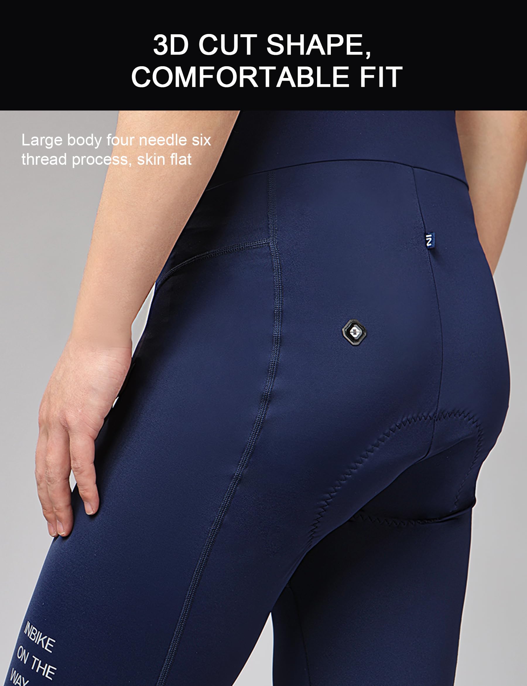 INBIKE Men's Cycling Bib Shorts 3D Padded, Road Bike Cycling Bibs Long Riding Pad Biking Bicycle Shorts Bike Bib Shorts Blue