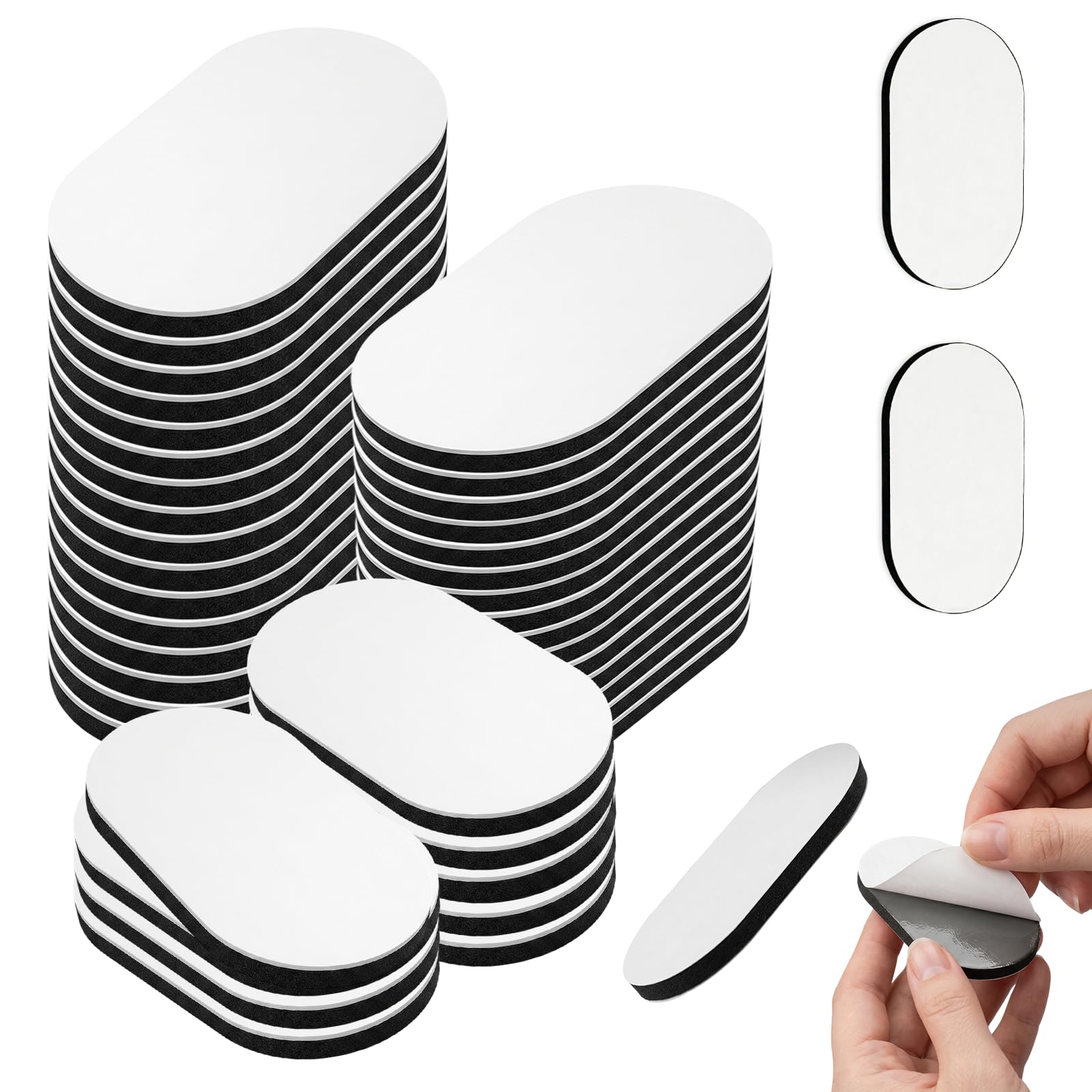 Double-Sided Adhesive Tape, 50Pack Heavy-Duty Strong Mounting Adhesive Foam Pads, License Plate Adhesive Foam Pads (3mm Thick), Waterproof Oval (50mm x 30mm), Heavy-Duty Double-Sided Adhesive Pads