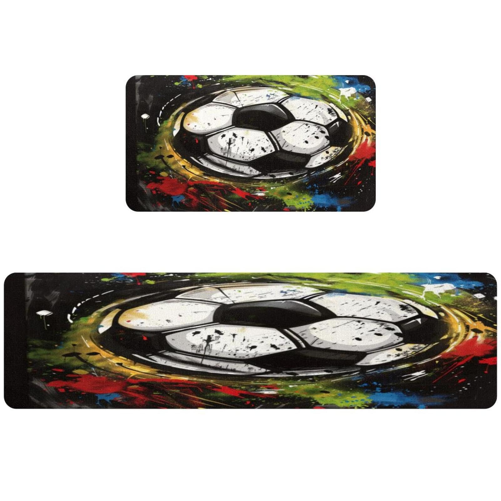 Tapis de cuisine antidérapant football absorbant et lavable