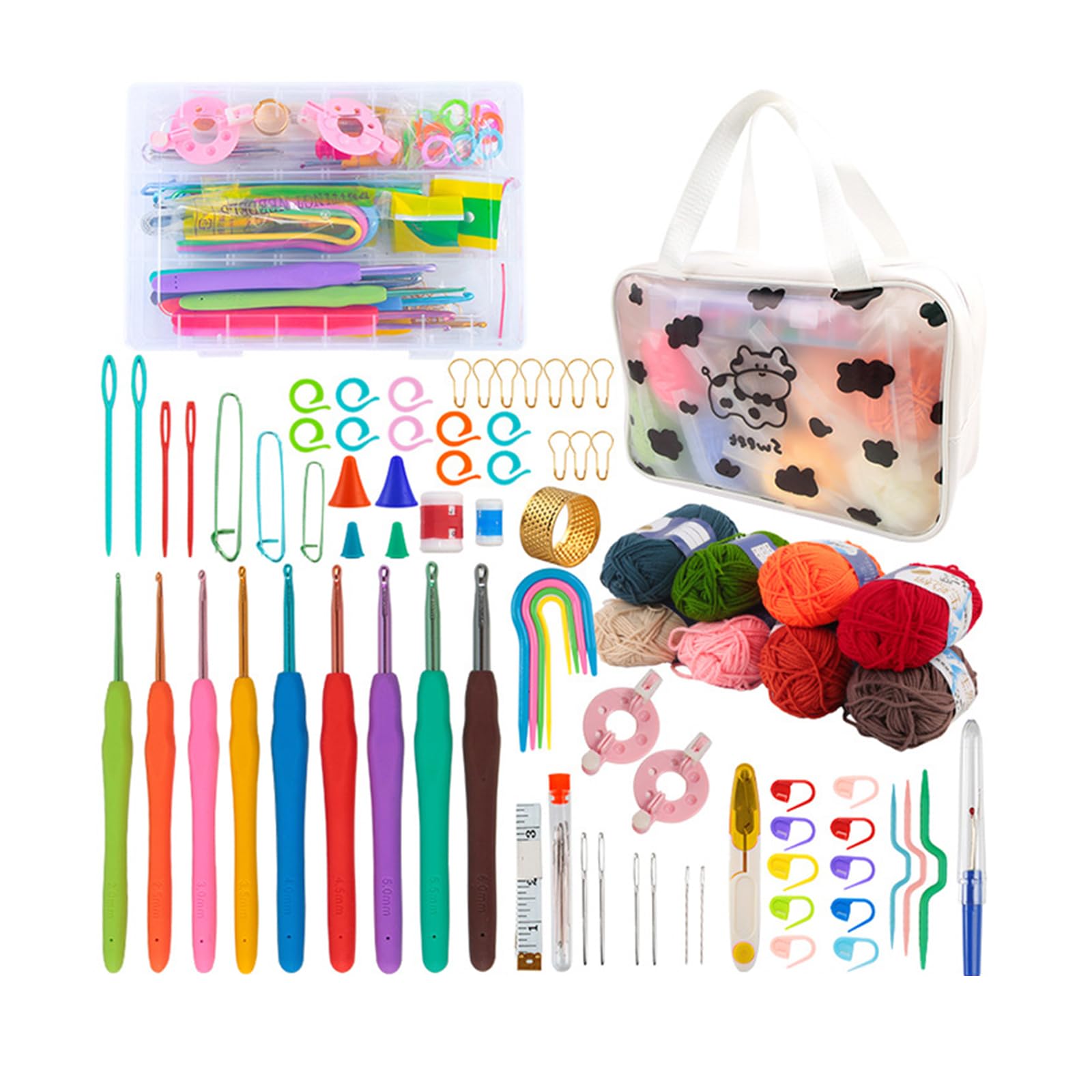 Hsioluted Portable Crochet Starter Kits with Crochet Bag Beginners Kits Needle Knitting for Craft Hooks