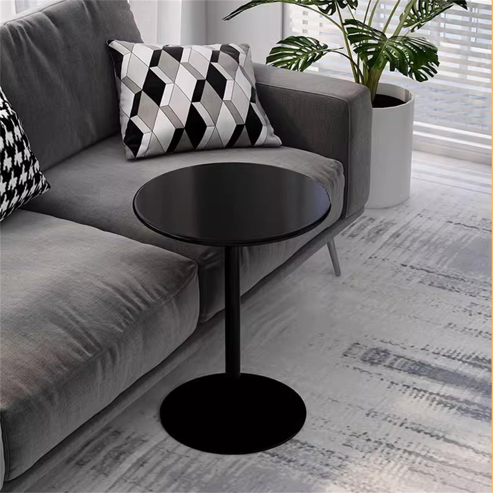 Tavolo rotondo da bistrot per interni ed esterni, robusto tavolo da pranzo in metallo, ideale per giardino, sala da pranzo e bar di casa, disponibile in nero, dimensioni: 48 x 72 cm