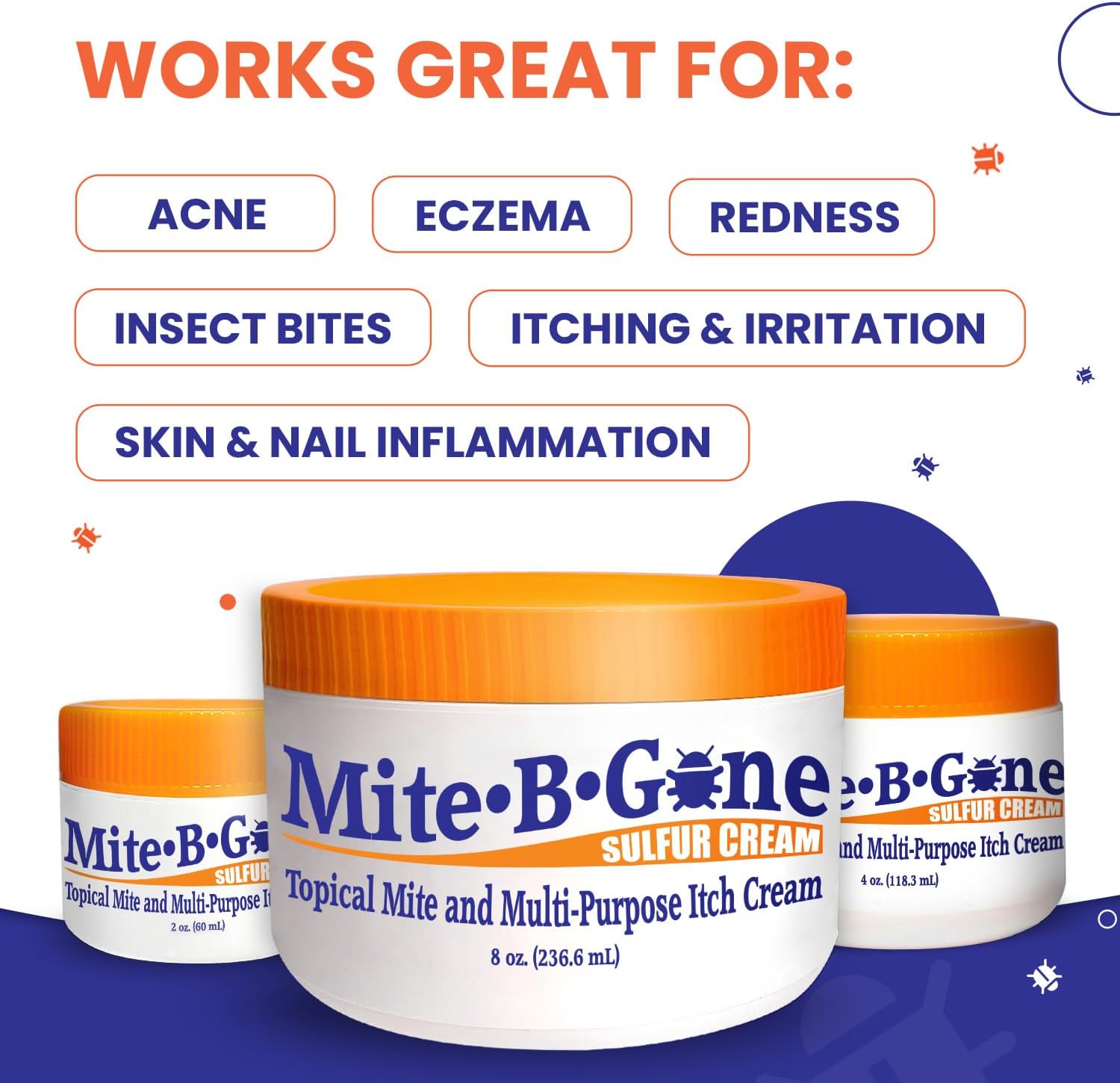Human Mite Treatment Cream 2oz | Max-Strength 10x Sulfur Cream for Skin Mites, Bites, & Itching | Child & Adult Safe | Fast Relief for All Skin Types by Mite-Be-Gone - Image 2