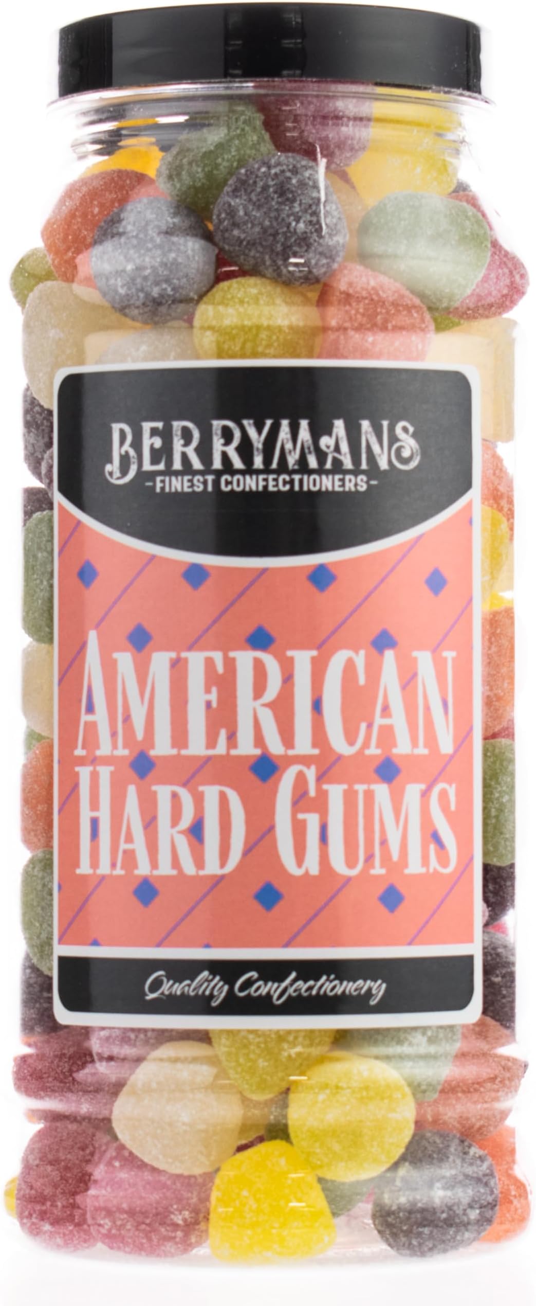 Original American Hard Gums Retro Fruit Flavour Sweets Gift Jar By Berrymans Sweet Shop - Classic Sweets, Traditional Taste.