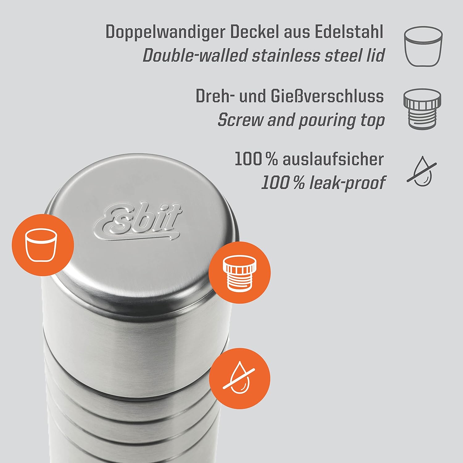 Esbit Vacuum Flask Majoris | Stainless Steel | BPA-Free | Black, Silver | 1L & More | Tea, Coffee | Travel, Work, Home