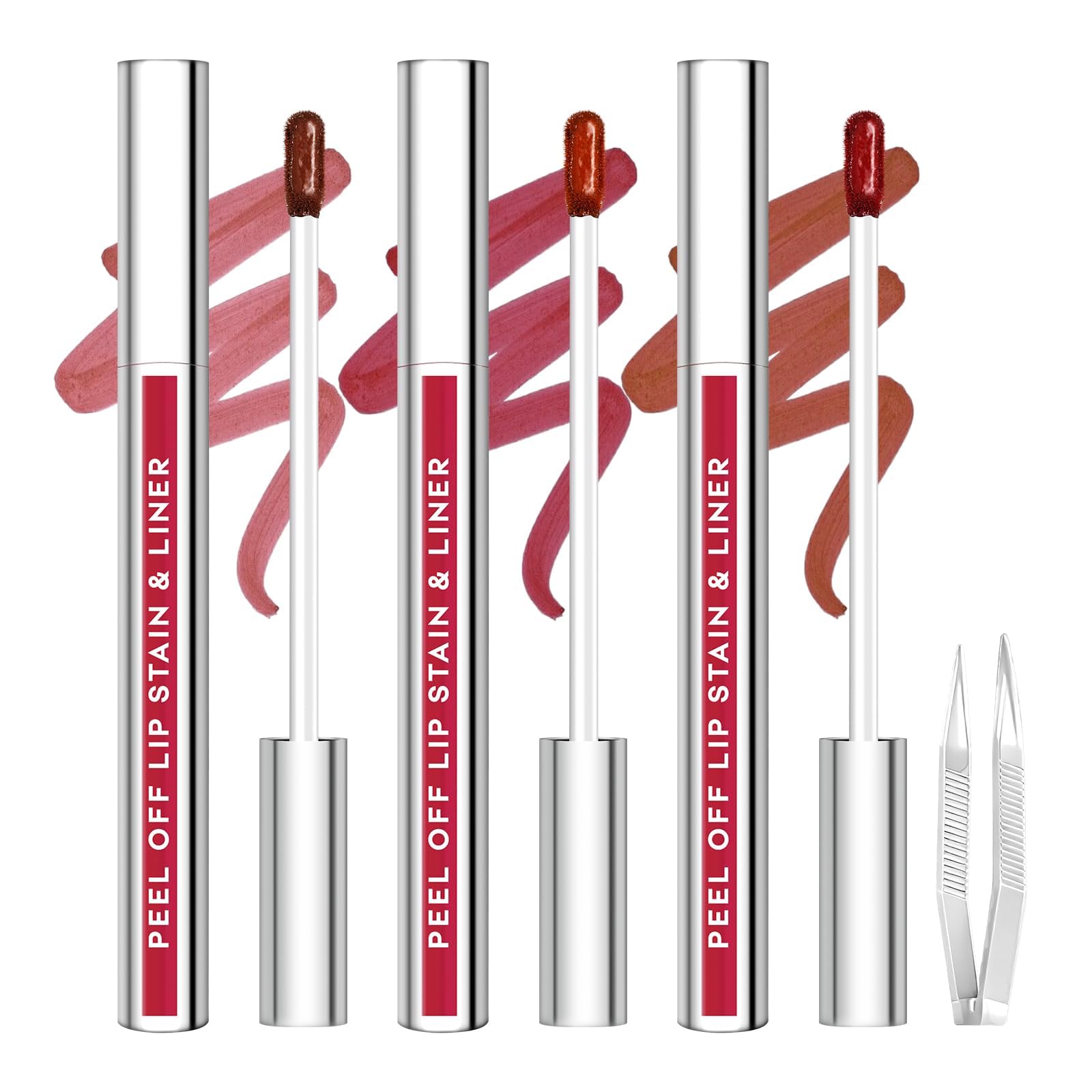 3Pcs Lip Stain Peel Off Set, Long-Lasting Lip Liner Stain, Waterproof Tint 809+810+811 0.12 Fl Oz (Pack of 3)