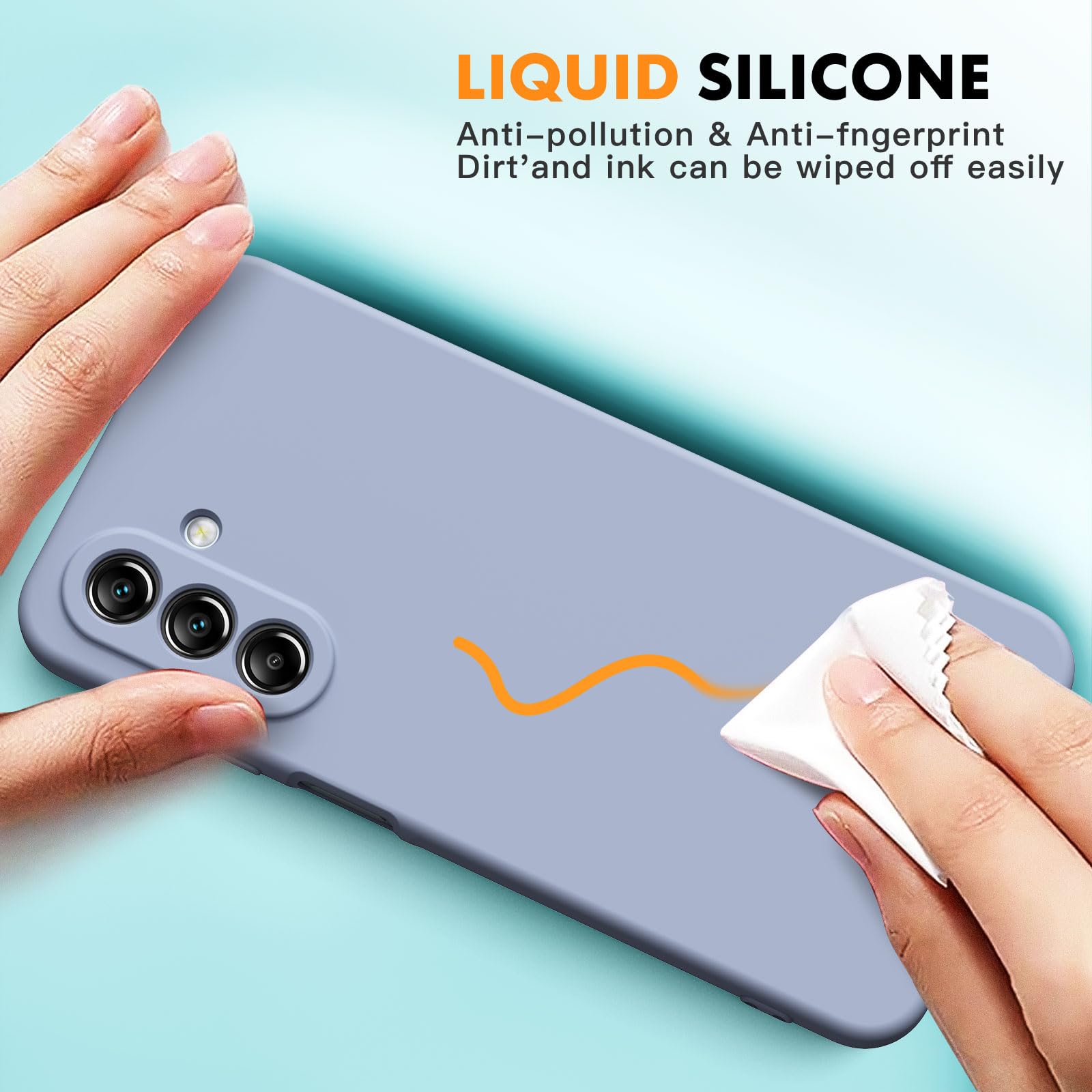 Vansdon Cover Compatibile con Samsung Galaxy A26 5G, Gomma Gel di Silicone Liquida Antiurto Custodia - Grigio Lavanda - Vista 2