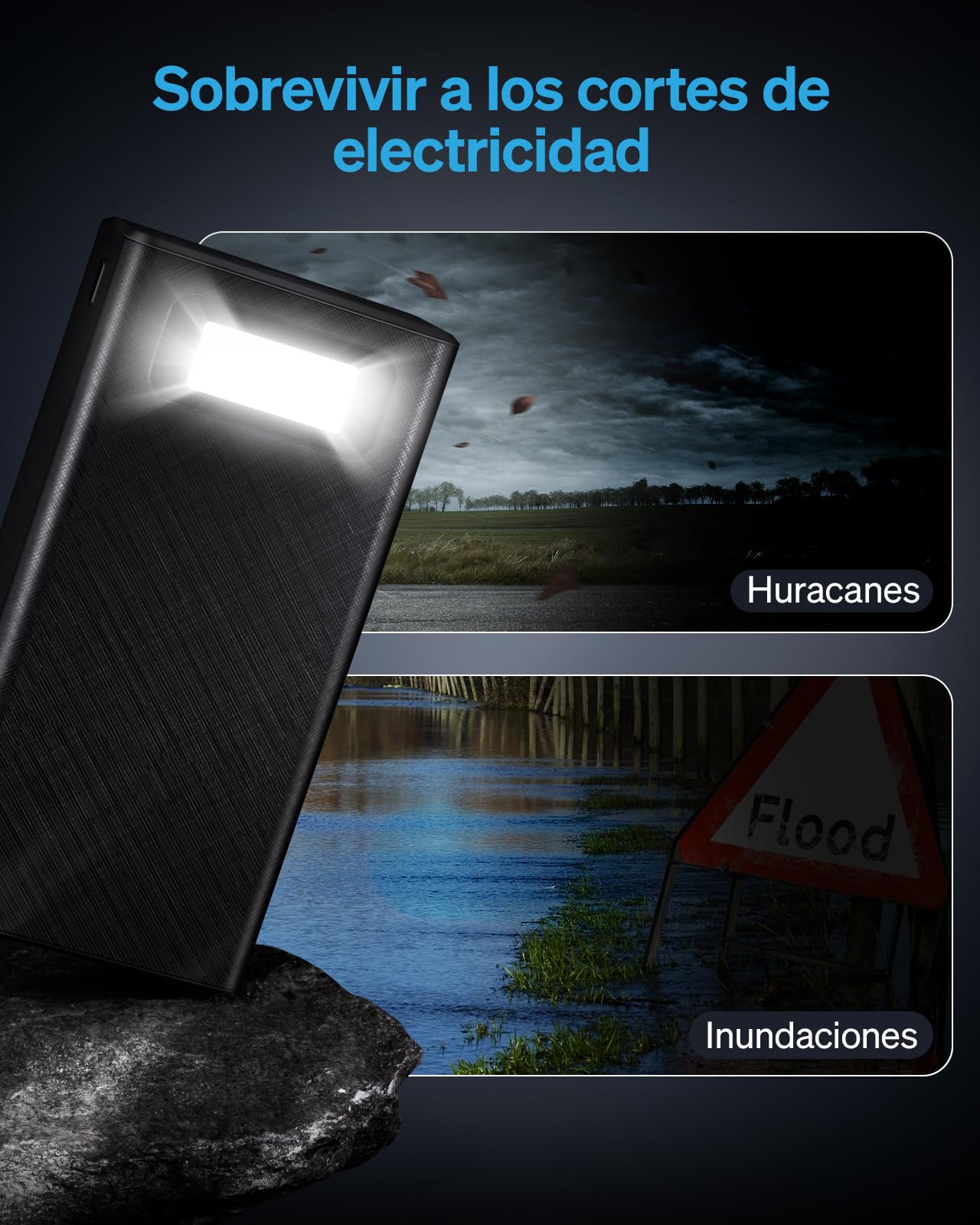 Power Bank 50000mAh Cargador Portátil: Batería Externa de Carga Rápida de 22,5 W - Powerbank con 5 Salidas y 2 Entradas y Linterna-Power Bank MP3 Avec Cargador