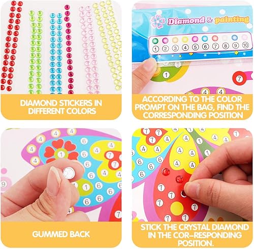 Miniatura 6 de 10 piezas de calcomanías de mosaico para niños, juguetes de calcomanías de mosaico de cristal para niños, kits de manualidades de arte para niños