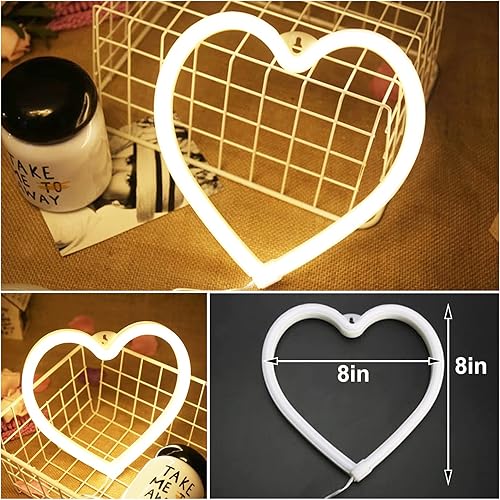 Miniatura 8 de Letrero de neón de corazón azul, funciona con pilas o USB, para fiesta, bonita decoración del día de San Valentín y regalo para decoración del
