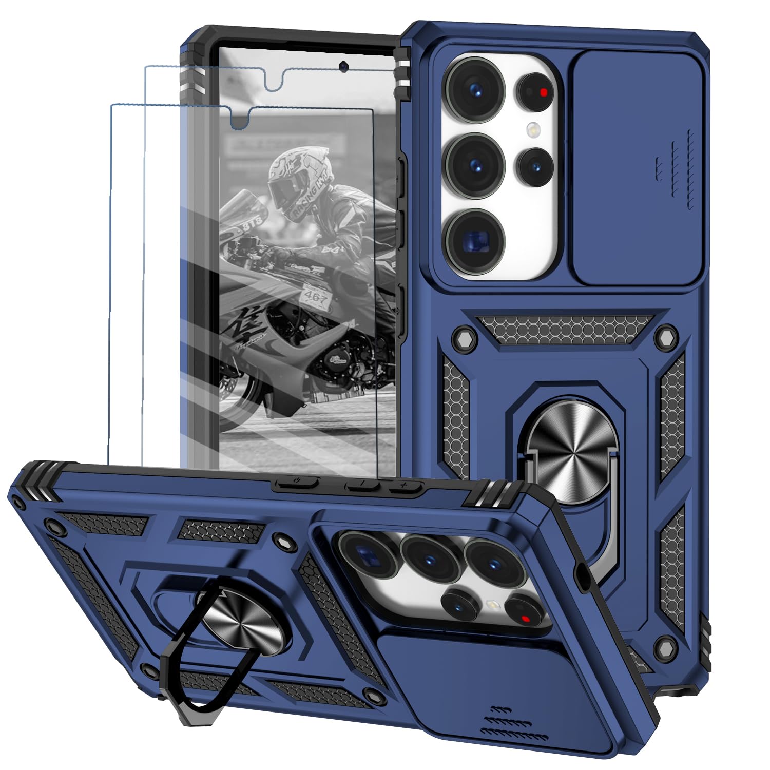 for Samsung Galaxy S24 Ultra Case Includes 2 Tempered Protective