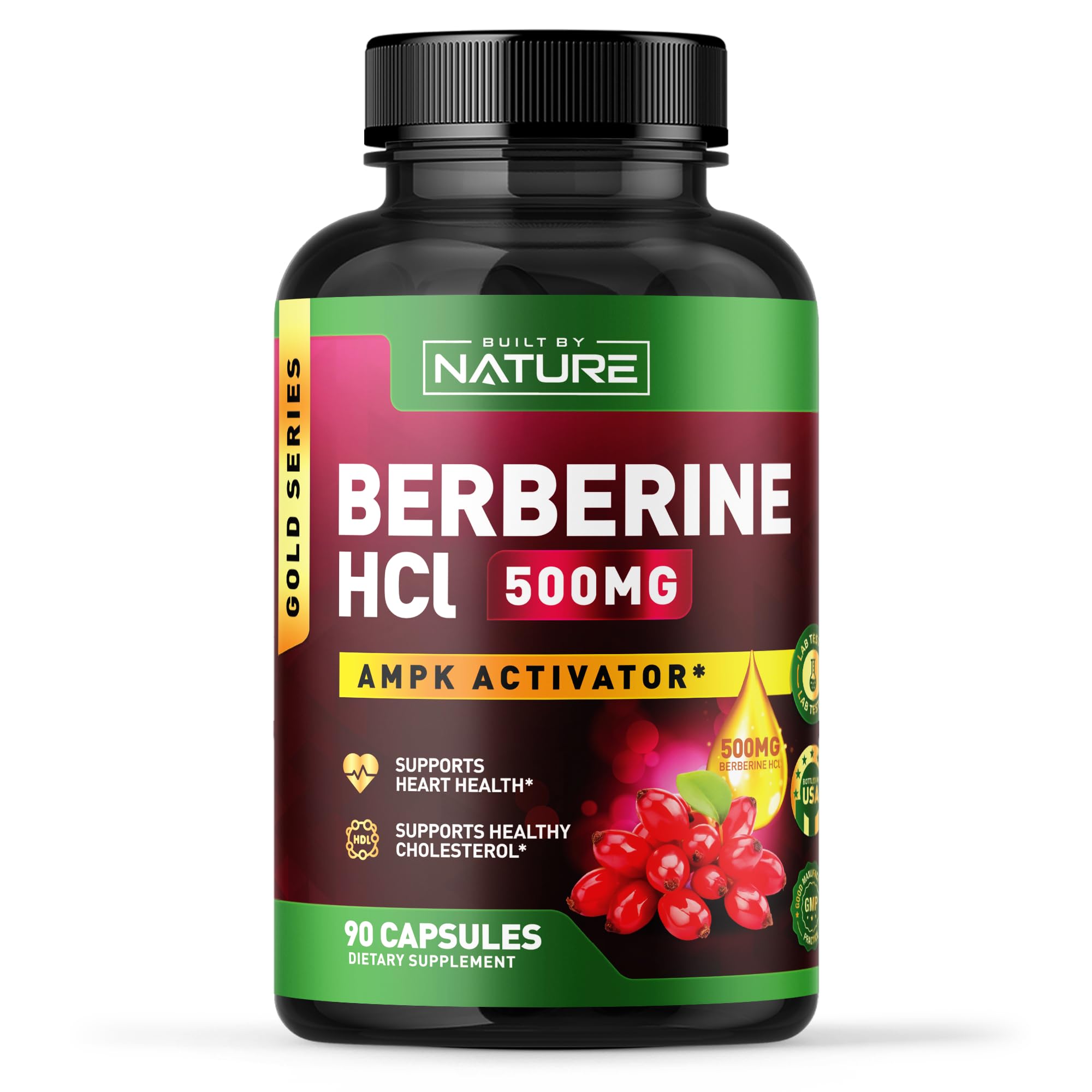 Built by Nature Berberine HCl 500mg Supplement, 90 Capsules