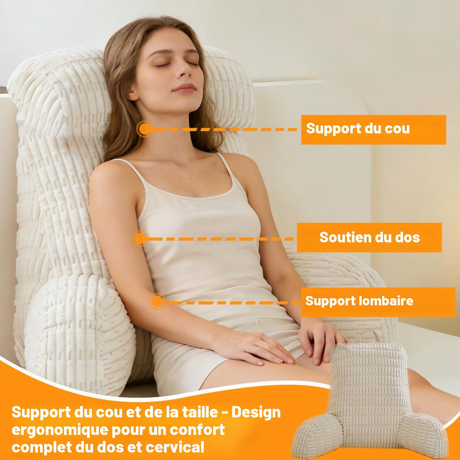 Coussin de Lecture pour Lit et Canapé, Oreiller De Lecture avec Accoudoirs, Confort Et Ergonomie Coussin Lecture Lit pour Lecture, Détente
