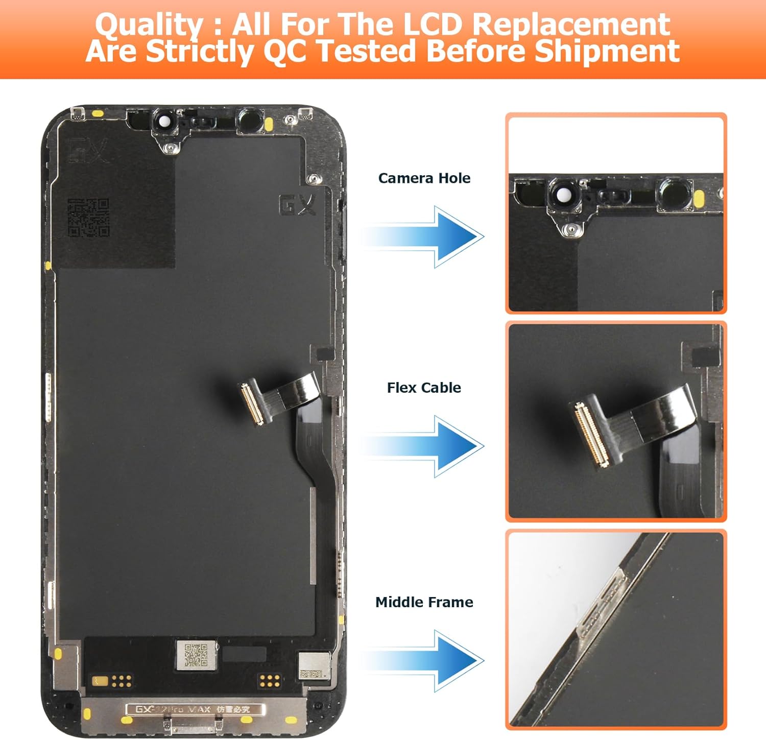 Soft OLED for iPhone 12 Pro Max Screen Replacement for iPhone 12 Pro Max LCD Display A2411, A2342, A2410, A2412 LCD Digitizer Touch Screen Assembly Repair Part