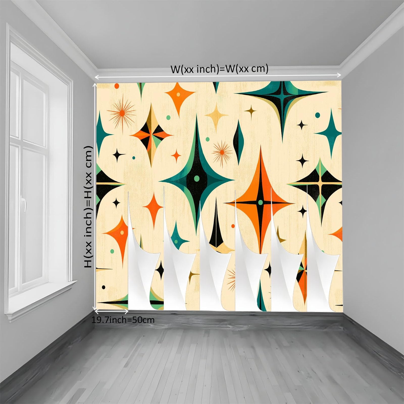 Kreatywna geometryczna panoramiczna tapeta gwiazdkowa 350 x 256 cm (dł. x wys.) plakat gigantyczny plakat tapeta z włókniny ścienna do salonu sypialni Sofa TV tło dekoracje ścienne, sztuka vintage