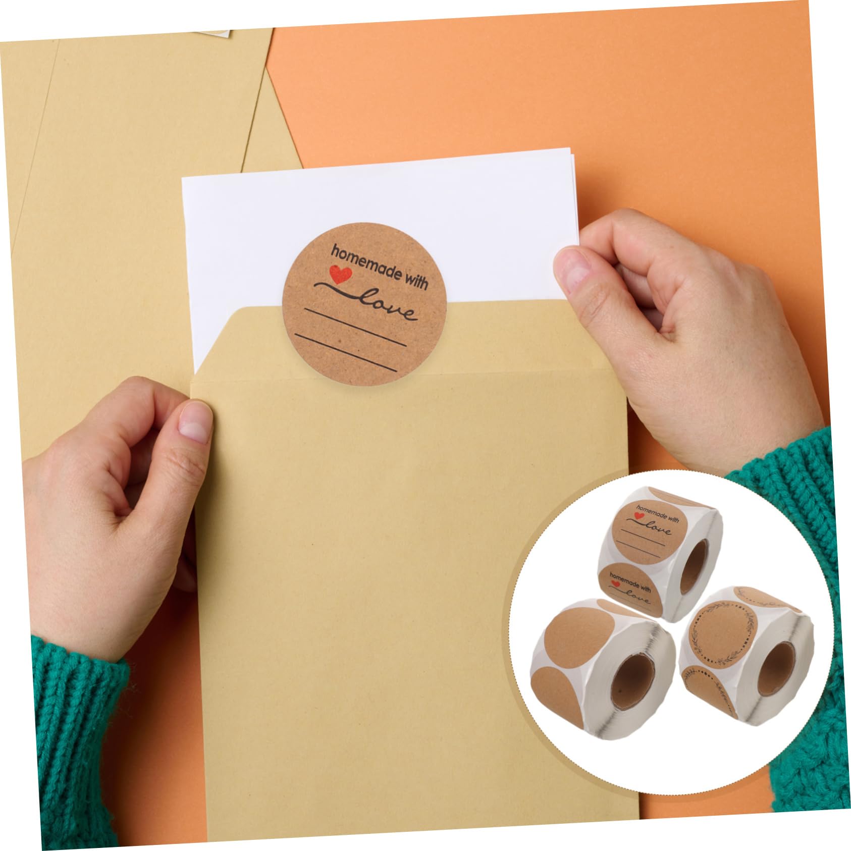 Etichette Circolari Autoadesive 3 Pezzi in Carta Kraft | Superficie Scrivibile, Blank Versatili, Uso per Spedizioni e Favor Wrapping, Colore Khaki