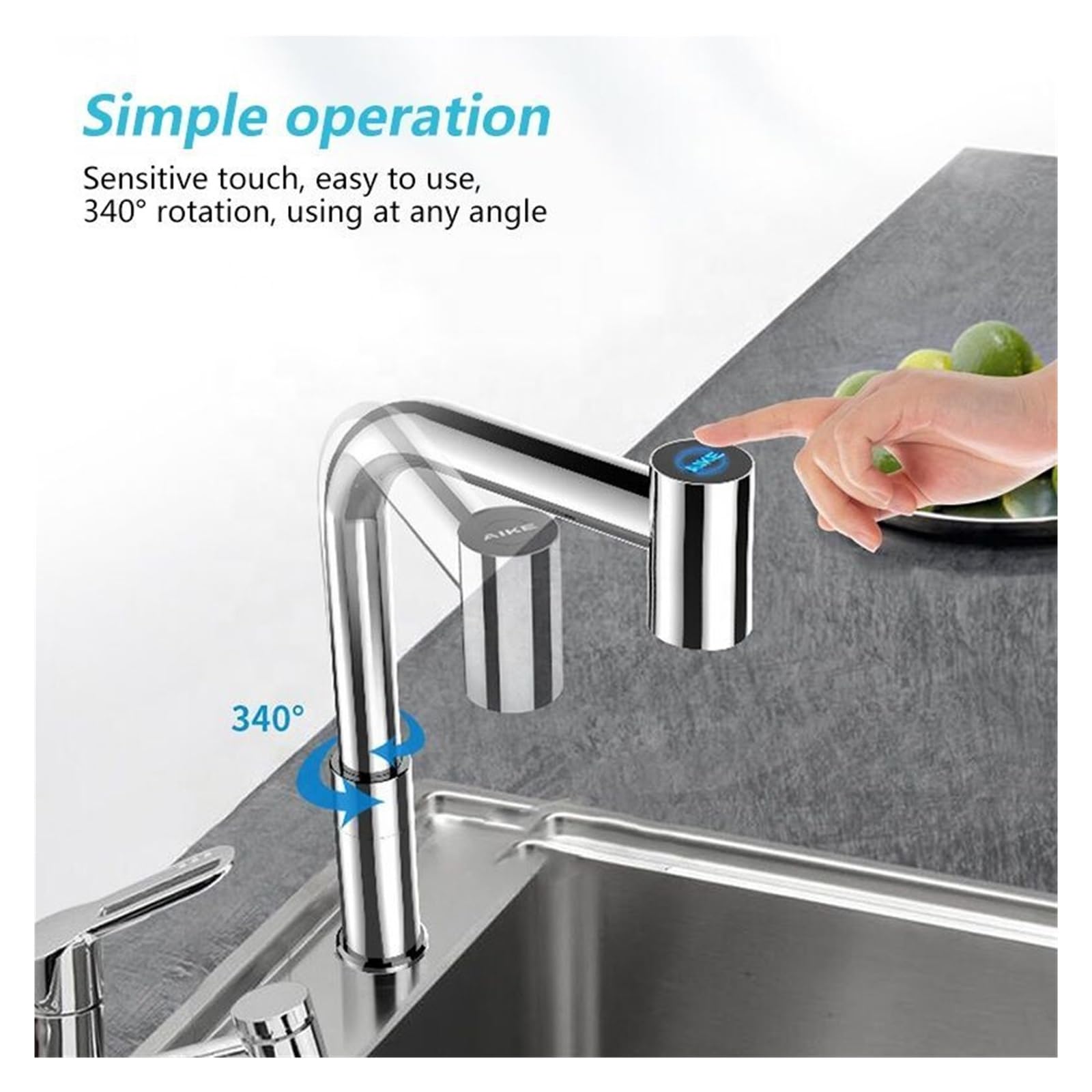AK7171 Design del Rubinetto degli asciugatori ad Aria, essiccatori Automatici ad Alta velocità for l'essiccazione di Frutta e Verdura Elettrodomestici da Cucina intellinti(Brushed)