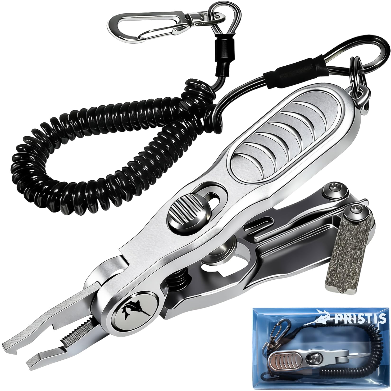 Pristis 4-in-1 Fishing Line Cutter, Stainless Steel Braided Mono Fluoro