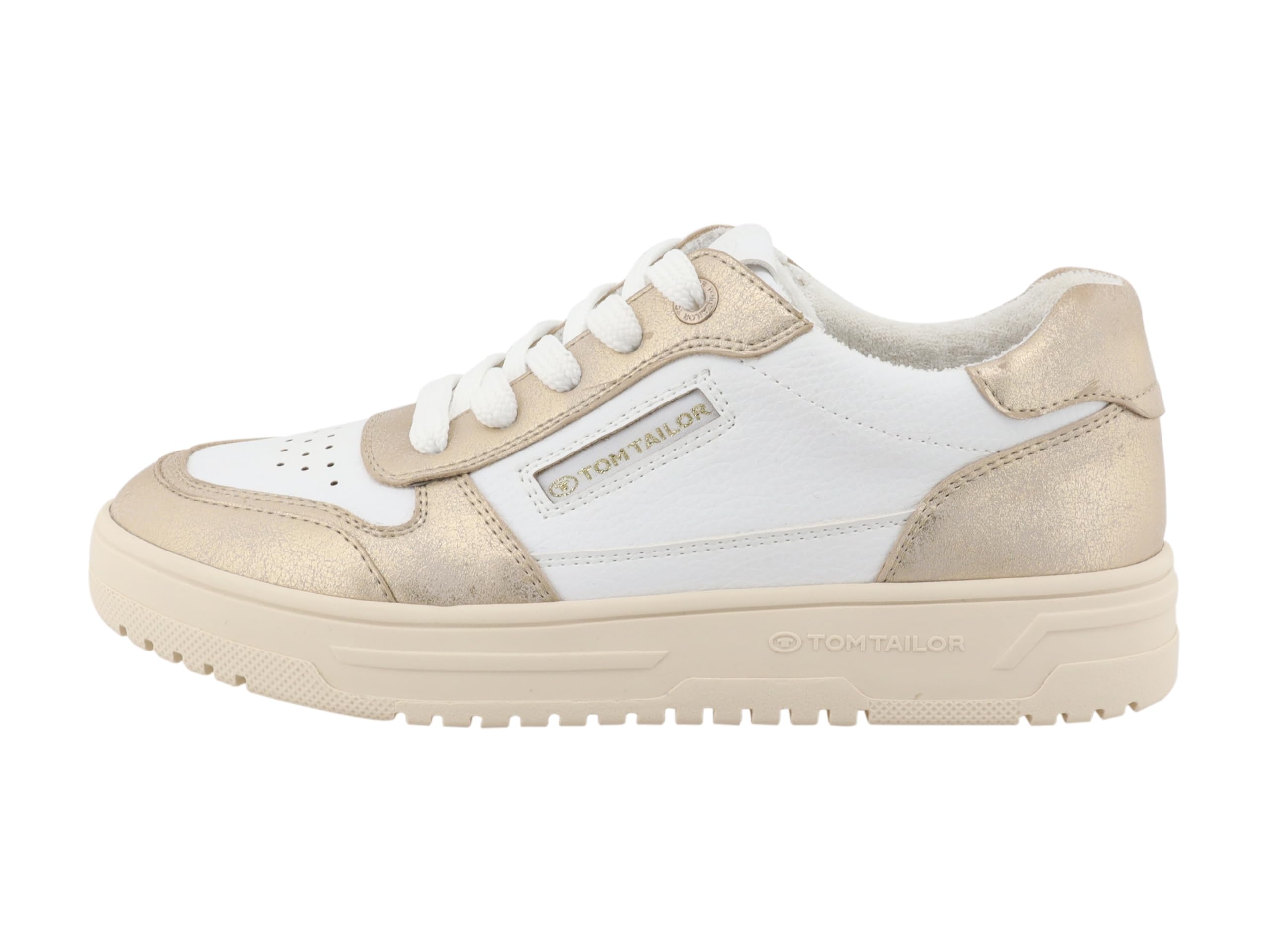 TOM TAILOR Women 7490010018 Sneaker, Gold White, 8.5 UK