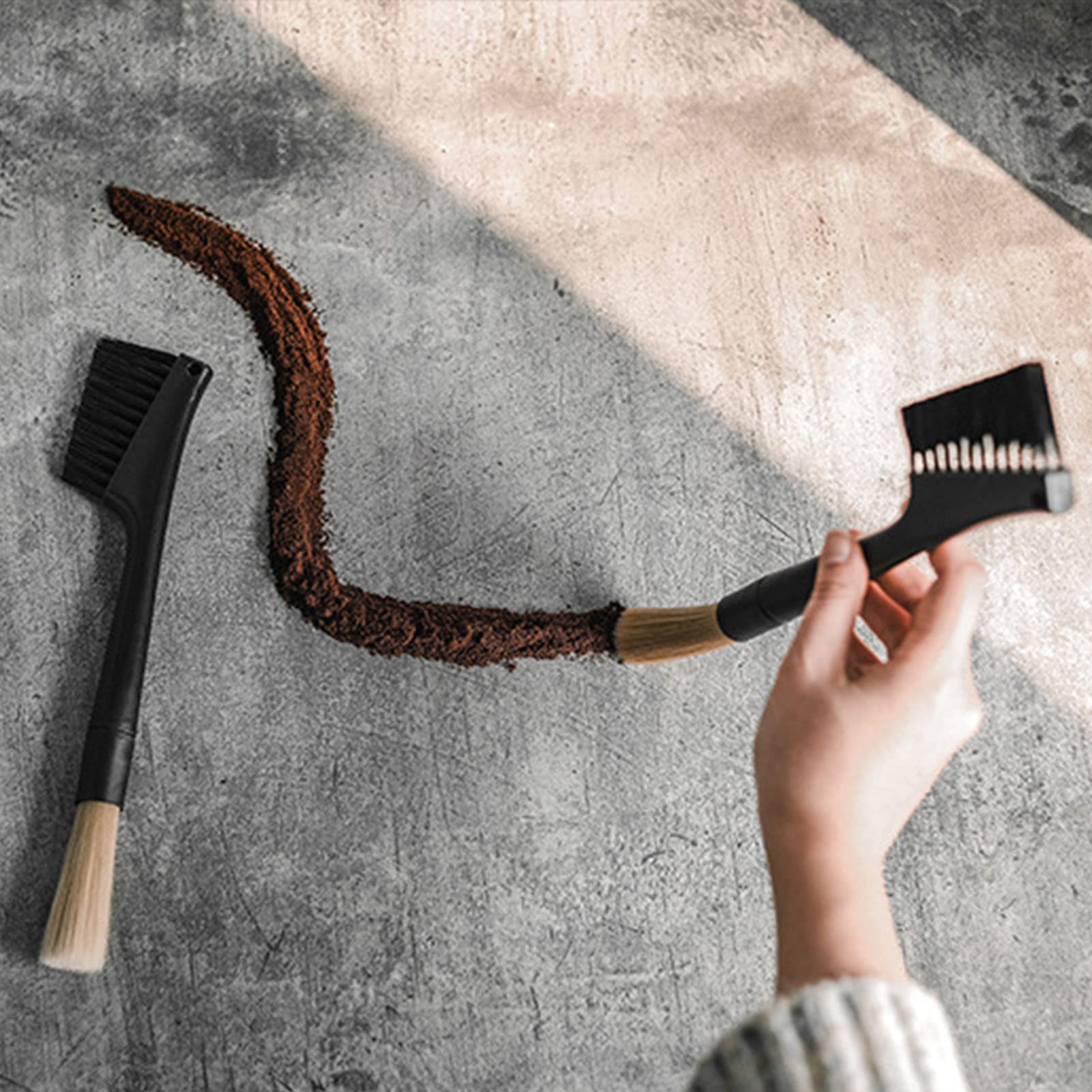 Lot De 2 Brosses à Café Avec 2 Têtes Remplaçables - Brosse Nettoyage Nylon Anti-Brulure Pour Machine à Café