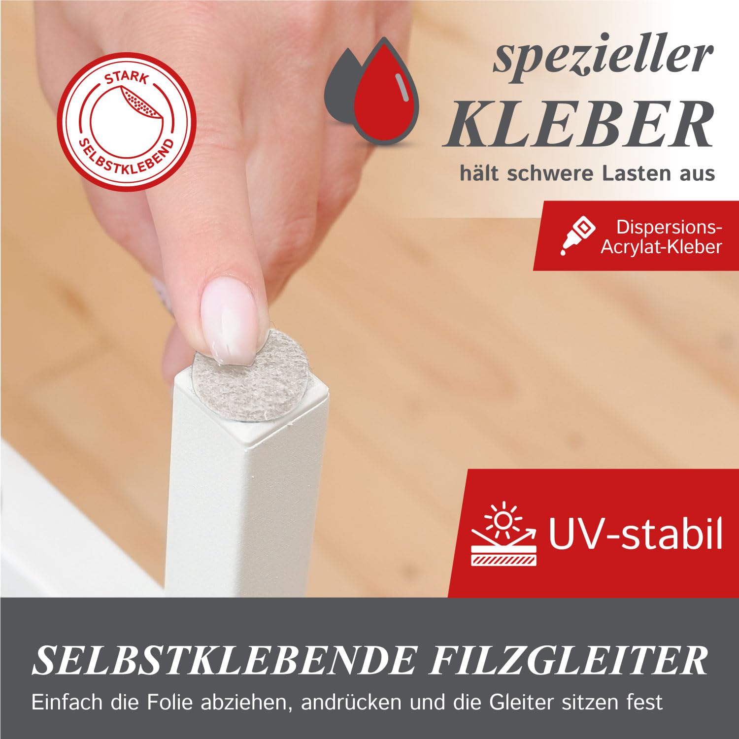 Ansible Viltglijders, zelfklevend, 60 stuks, vierkant, 25 mm, beige