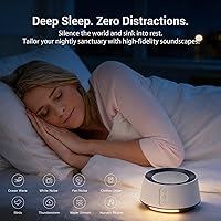 Vista 2 de BGOVERSS Máquina de sonido de ruido blanco con 20 sonidos relajantes, luz nocturna de 10 colores, máquinas para dormir para el hogar, oficina