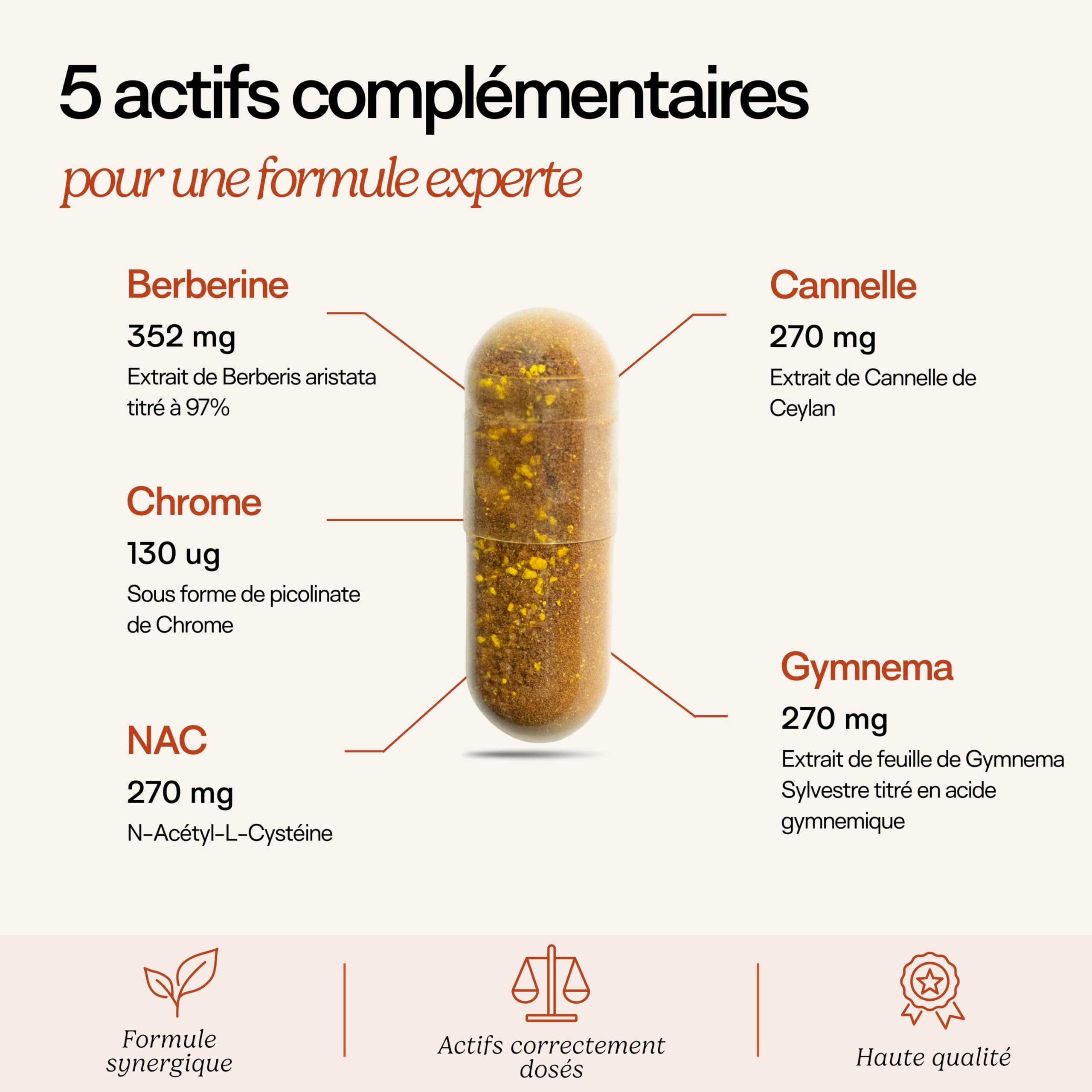Berberine HCL avec Cannelle de Ceylan, Chrome, Gymnema Sylvestre, Berbérine & NAC - Glycémie Normale & Métabolisme du glucose - Complément alimentaire - 90 Gélules - Balance Tes Sucres - SOVA