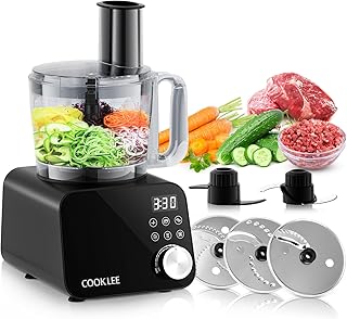 COOKLEE Food Processor, 600 Watts, 6 Functions Electric Vegetable Choppe...