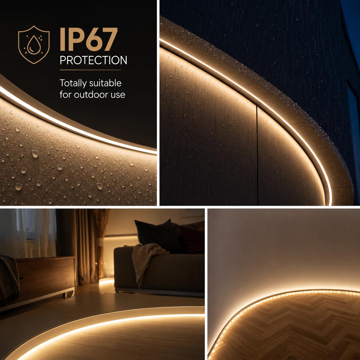 JANDEI - Profilo Flessibile in Silicone 5 Metri per Striscia LED con PCB fino a 10 mm di Larghezza. Emissione di Luce 270°, Formato Semicircolare 15 mm x 13 mm. Adatto per Esterni, Colore Bianco