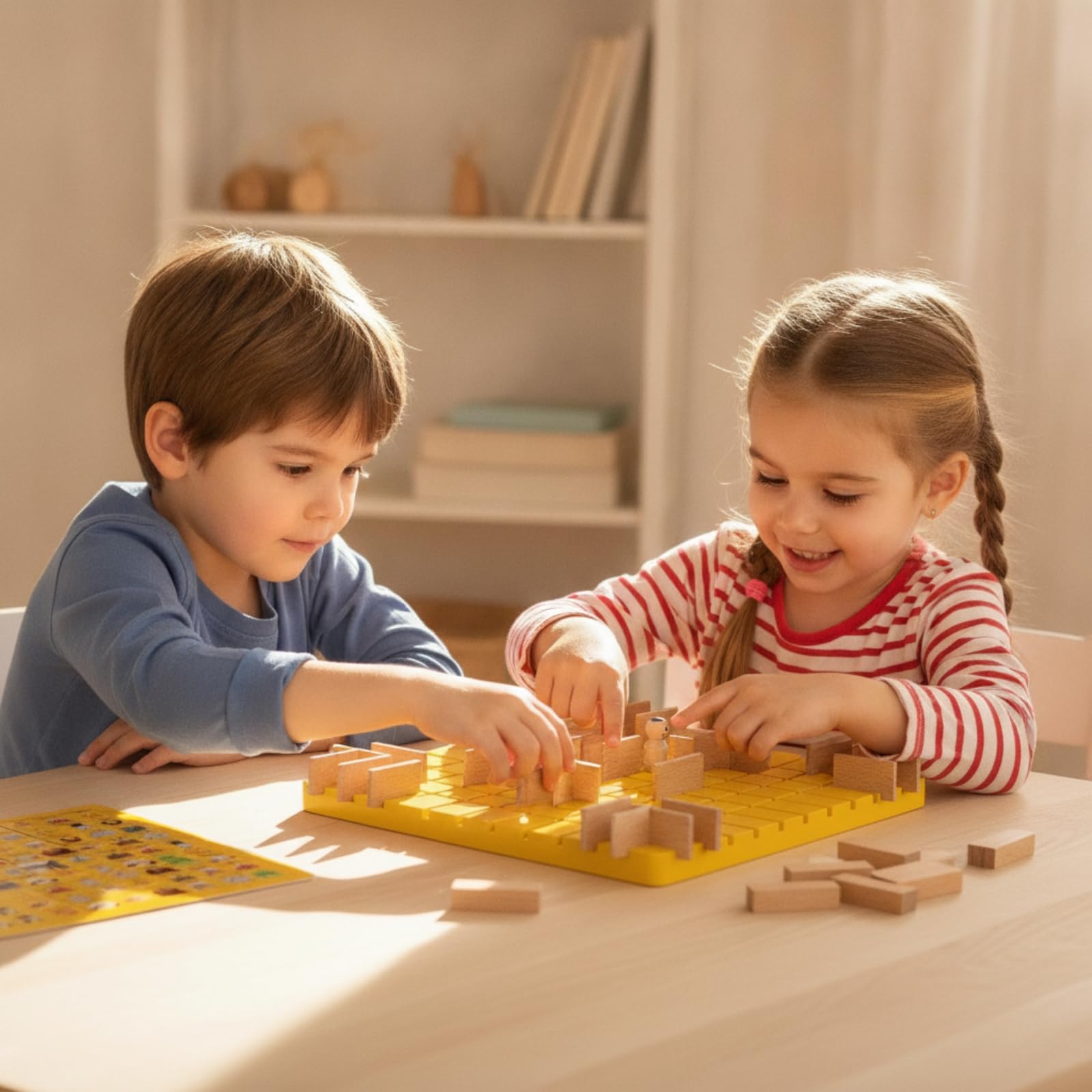 Gioco di Strategia Manuale con Pedine in Legno E Griglia Aperta per Barriere E Percorsi Amici Adatto per Festività E Incontri tra Compagni di Classe, Stile C
