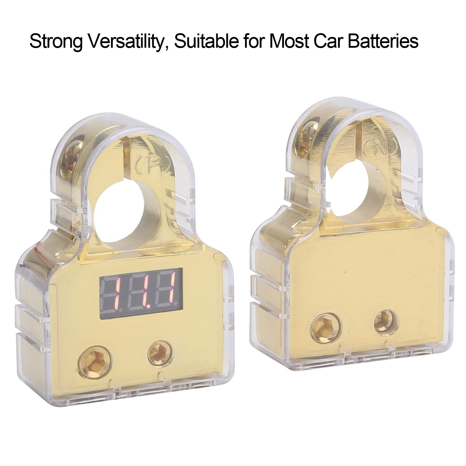 Car Battery Terminal Connectors Kit With Digital Voltmeter | 0/4/8/10 AWG Gauge | Universal 17.5mm Fit