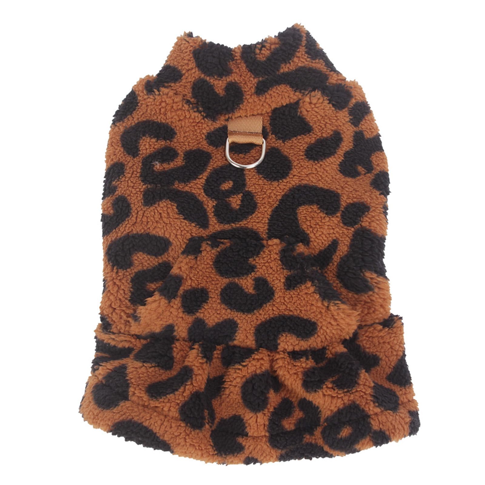BT Bear Pet Warm Coat Sweatshirt,Cute Dog Warm Fleece Leopard Dress Clothes With D-Ring Puppy Sweater Dog Winter Coat for Puppy Small Dogs,Brown XS