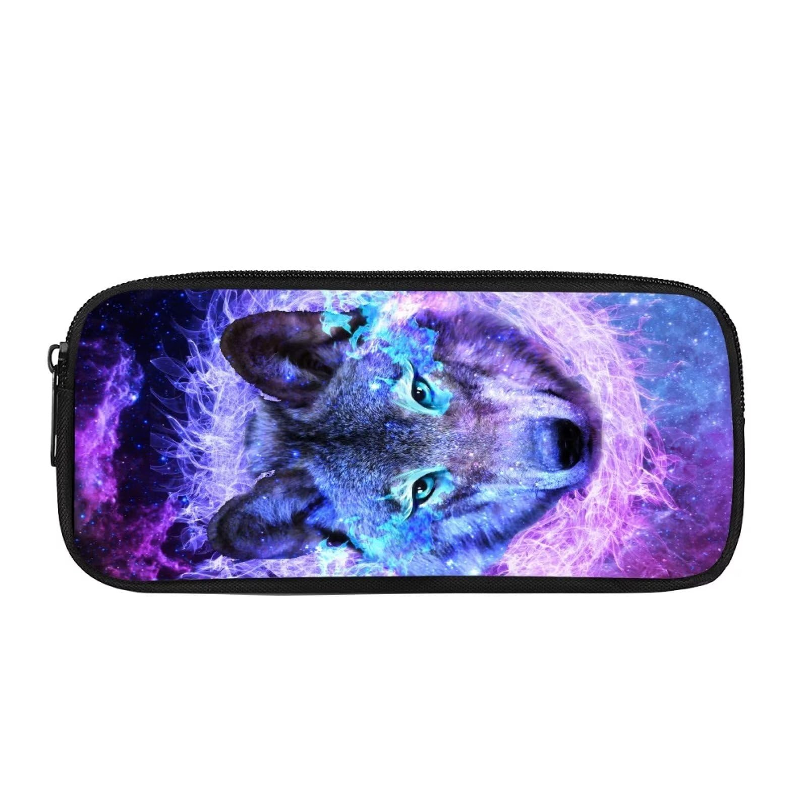 Showudesigns Wolf Pencil Case for Girls Boys Big Capacity Office Pen Holders Case School Stationery Storage Bags Cool Animal Galaxy Outer Space Purple โ image 1