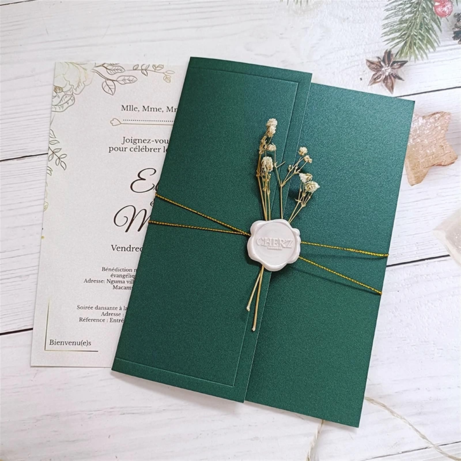 Hochzeitseinladungskarten 50 Stück Smaragdgrünes Papier for Hochzeitsfeier-Einladungskarten, Einband, kein Innenblatt, kein Umschlag, kein Wachssiegel, kein Band, keine Blume(Grass Green Matt)