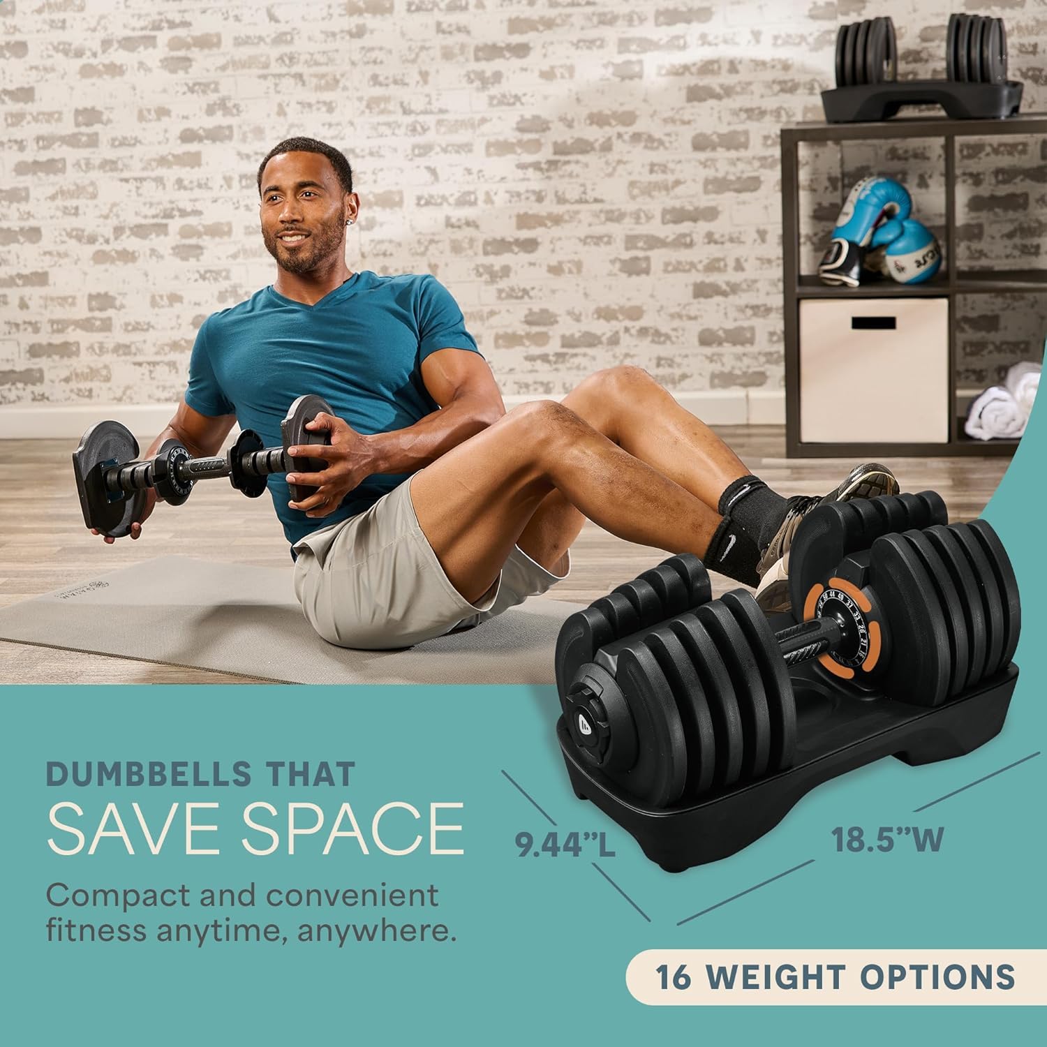 Triform Max 90 lb Single Adjustable Dumbbell – Replaces Full Dumbbell Set, 16 Weights, Quick Twist Adjust, Anti-Slip Handle for Home Gym Strength Training