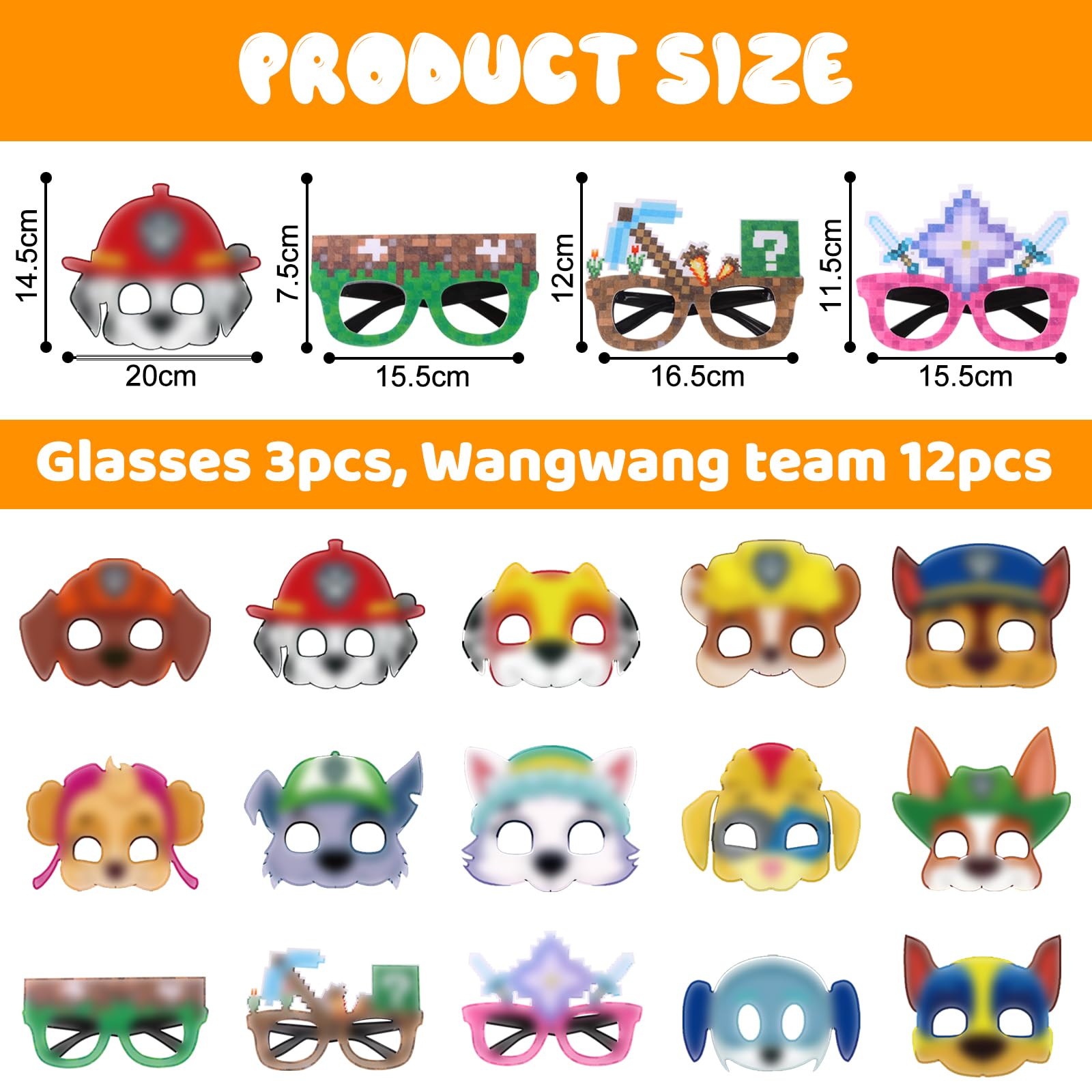 MLPKOI 15 Pcs Masks Party Bag Fillers for Kids Card Masks Costumes Toy Party Favors Gaming Themed Paper Masks Costumes Toy Gift for Kids Boys Girls - Image 2