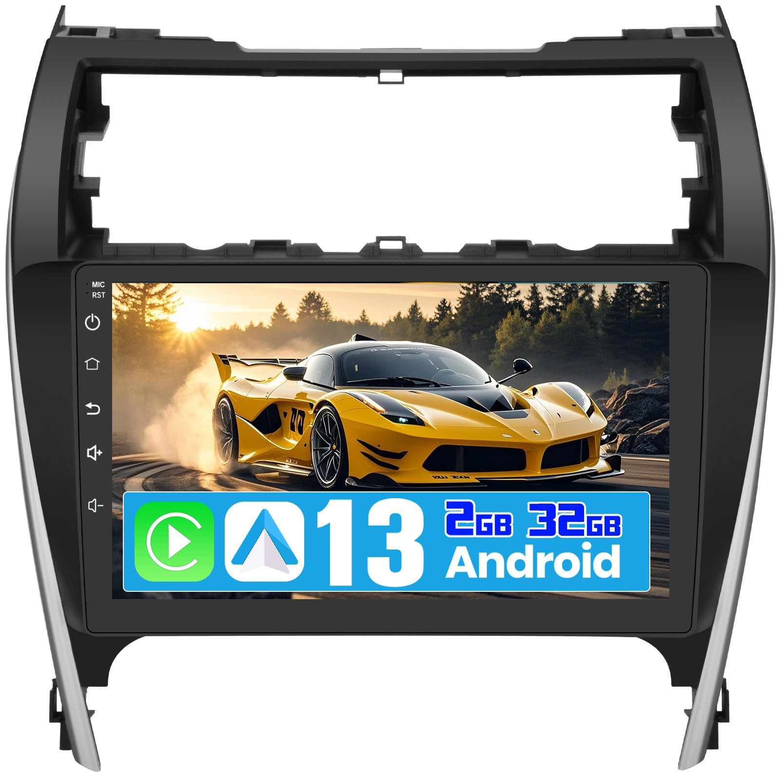 Android 13 Car Radio for Toyota Camry 2012 2013 2014, 10 Inch Wireless CarPlay Android Auto Touch Screen with GPS FM/AM/Wireless Upgrade SWC EQ Rear