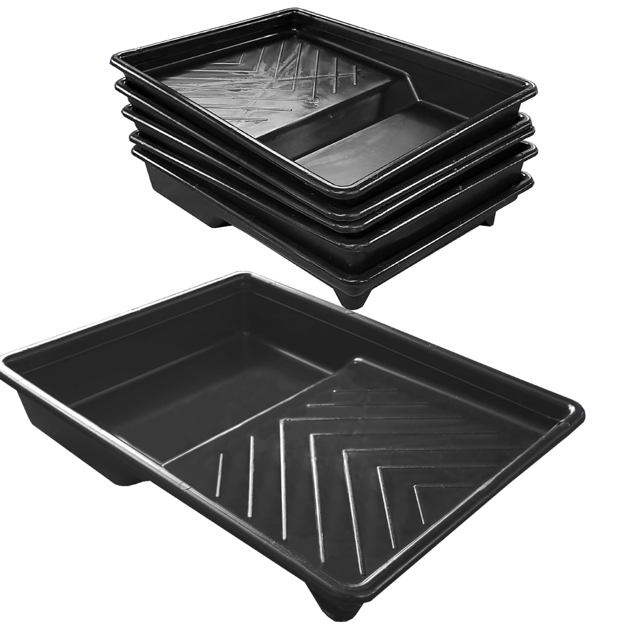 KetoPlastics 9" Paint Roller Tray Set of 5 - Black - Simple Style - Plastic Material - Ideal for DIY & Trade Use