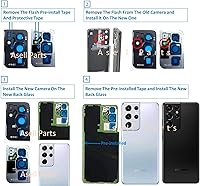 Vista 2 de Galaxy S21 Ultra - Carcasa trasera de repuesto para Samsung Galaxy S21 Ultra 5G SM-G998B G998U G998U1 G998W con piezas de lente de cámara y cintas