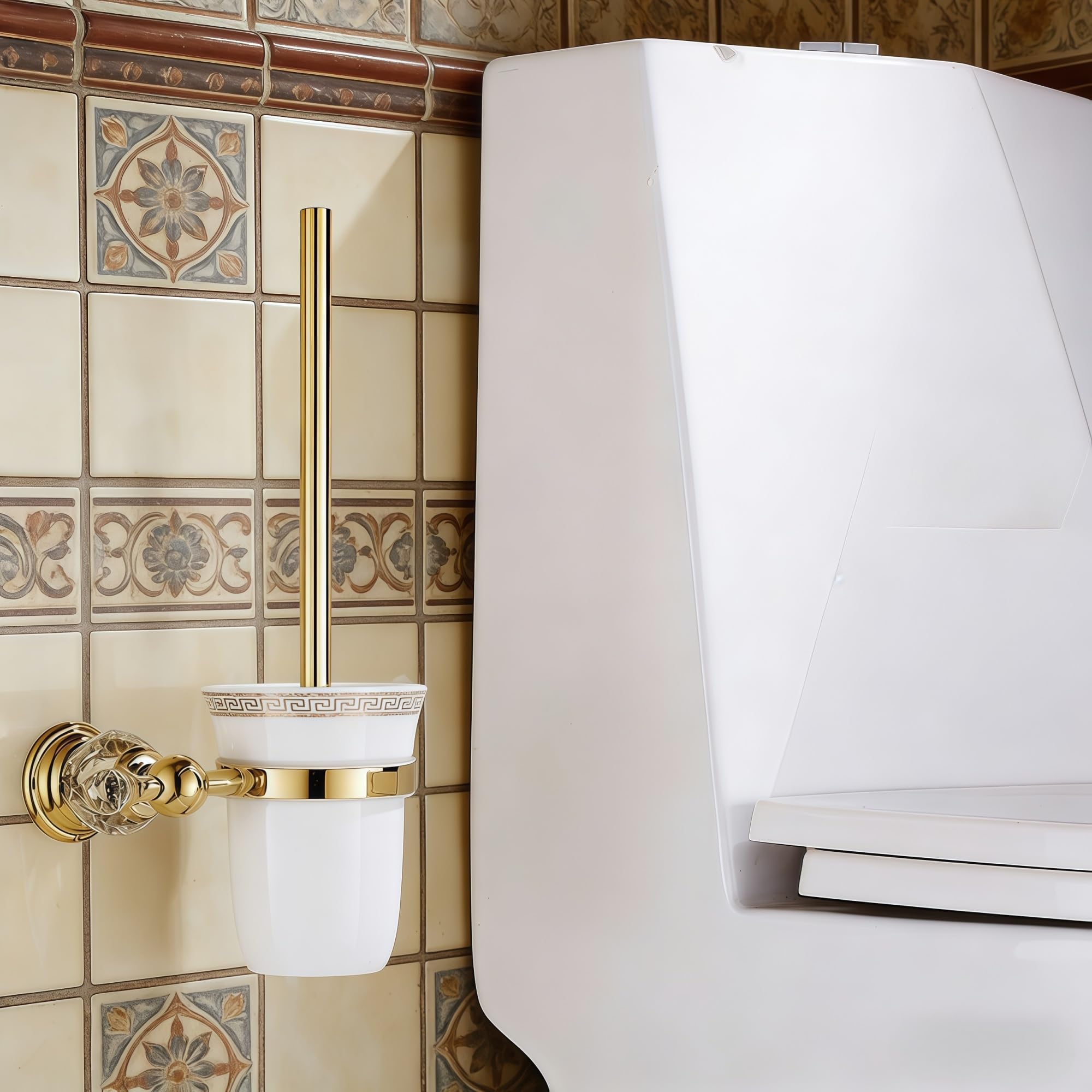 Styl Europejski Mosiądz Kryształ WC Szczotka Uchwyt, Pozłacane Szczotka toaletowa Produkty łazienkowe Akcesoria łazienkowe