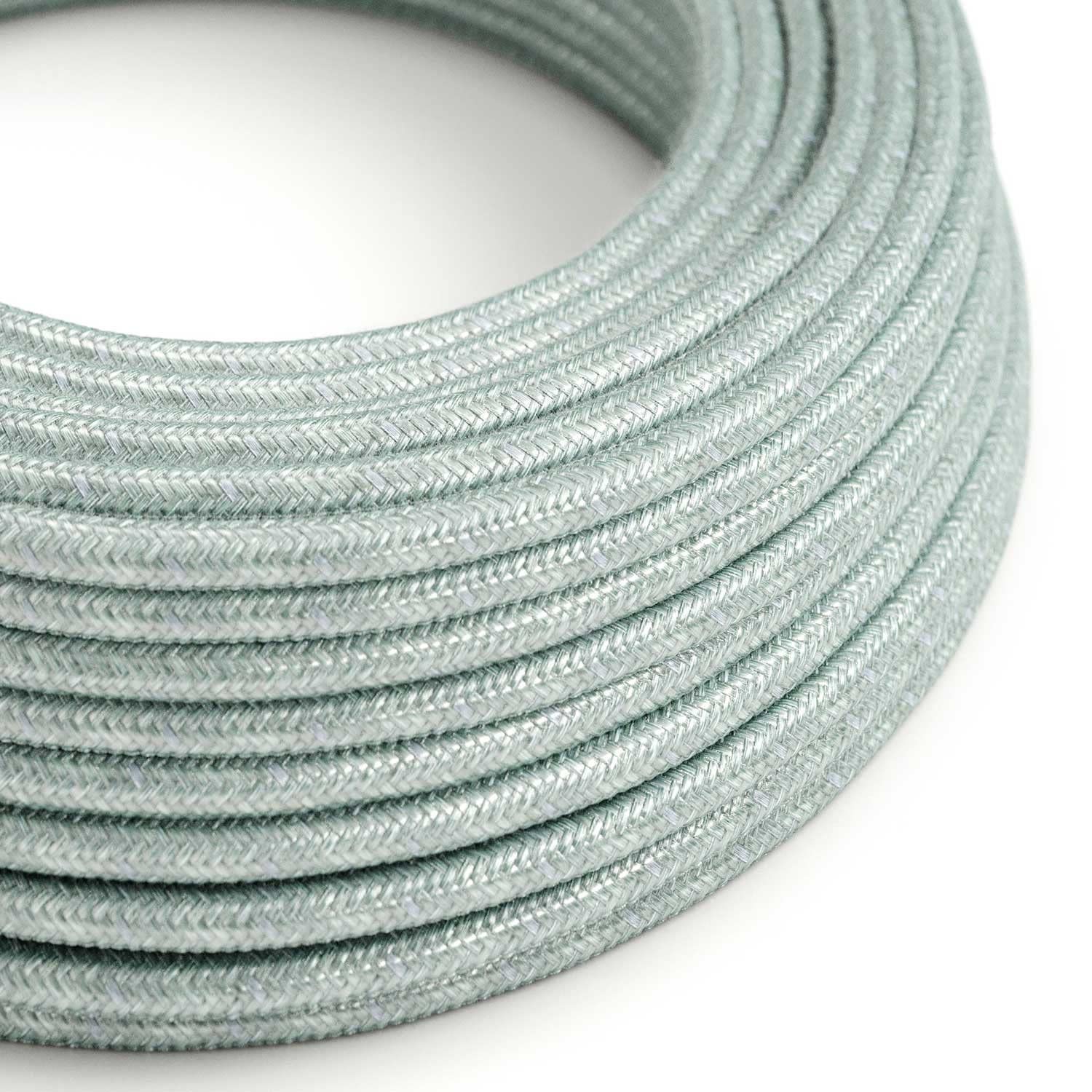 creative cables Fil Électrique Rond Gaine De Tissu De Couleur Coton Bleu Brume RX12-20 Mètres, 2x0.75