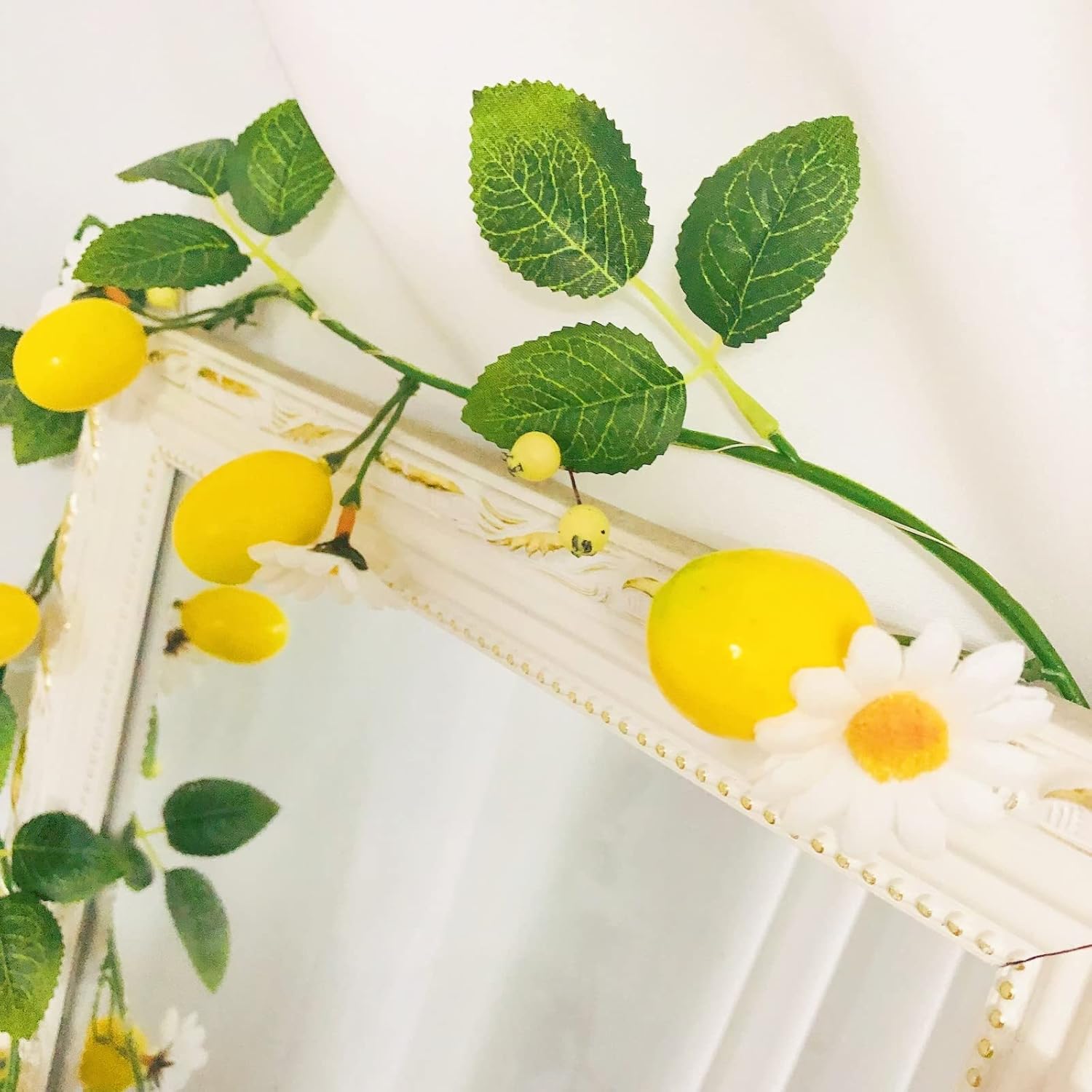 Artificial Lemon Berry Garland, Fake Lemon Vine Plants Hanging White Flowers Faux Fruit Lemon Berries Wreath for Wedding Home Garden Office Hotel Party Craft Art Decoration (4, Yellow Lemon)